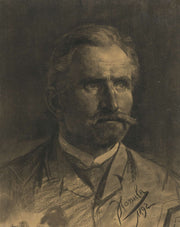 Study Of A Mans Head With A Beard And Mustache by Jozef Hanula