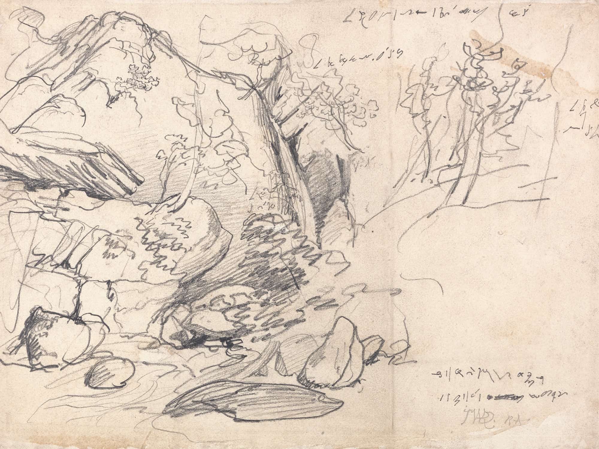 Study Of A Mountain With Trees by James Ward