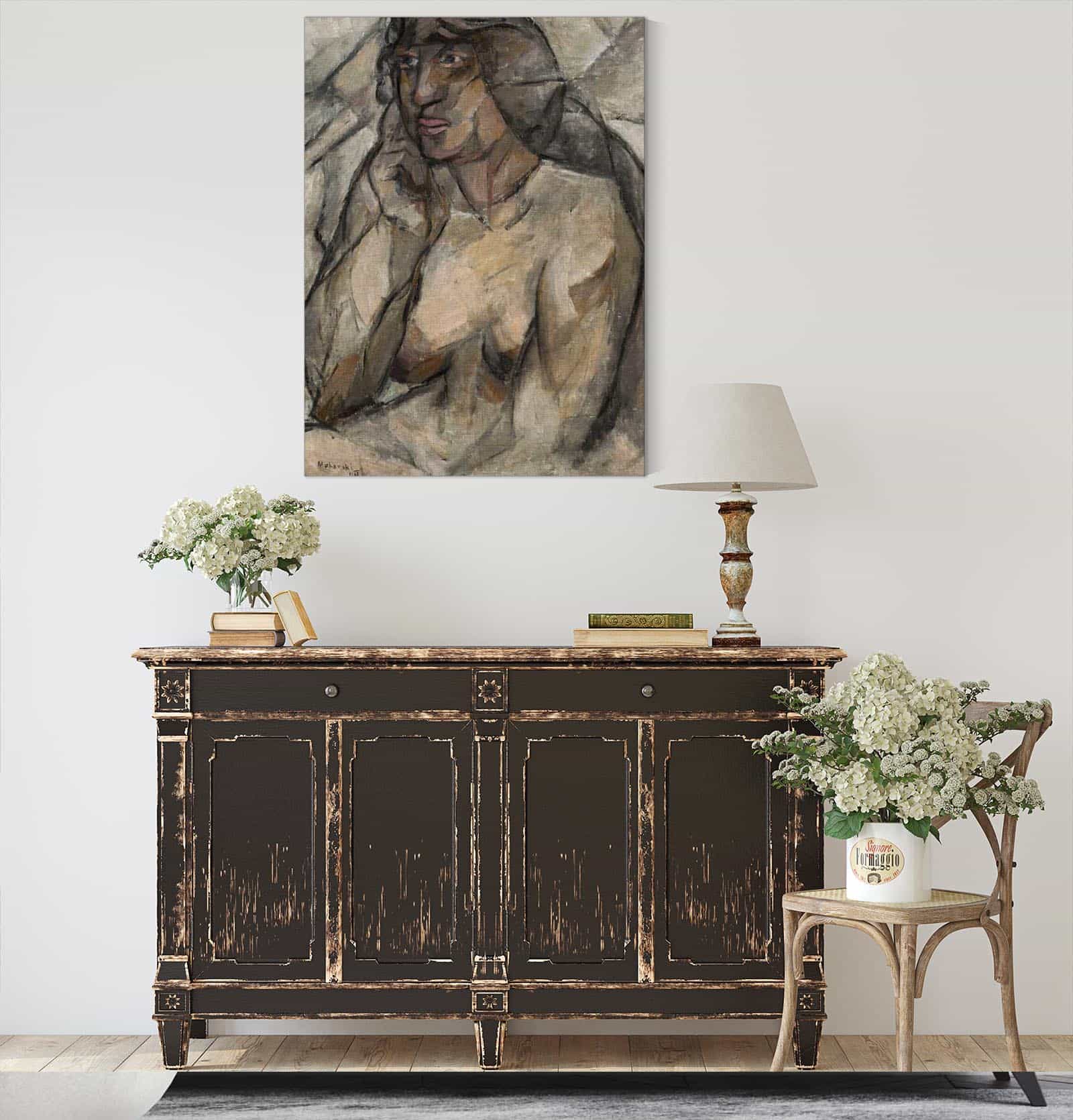 Study Of A Nude Female Half Nude by Tadeusz Makowski