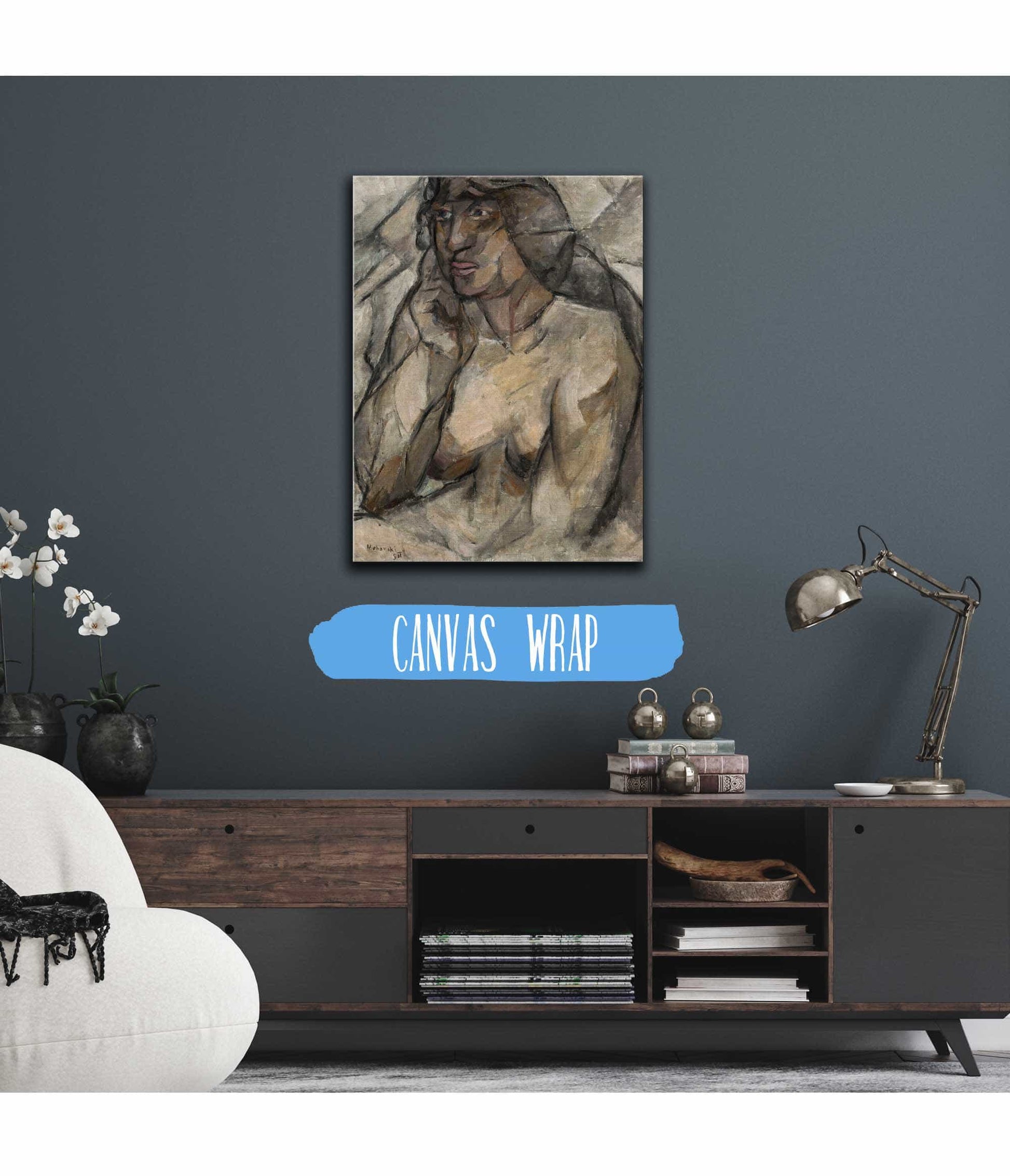 Study Of A Nude Female Half Nude by Tadeusz Makowski
