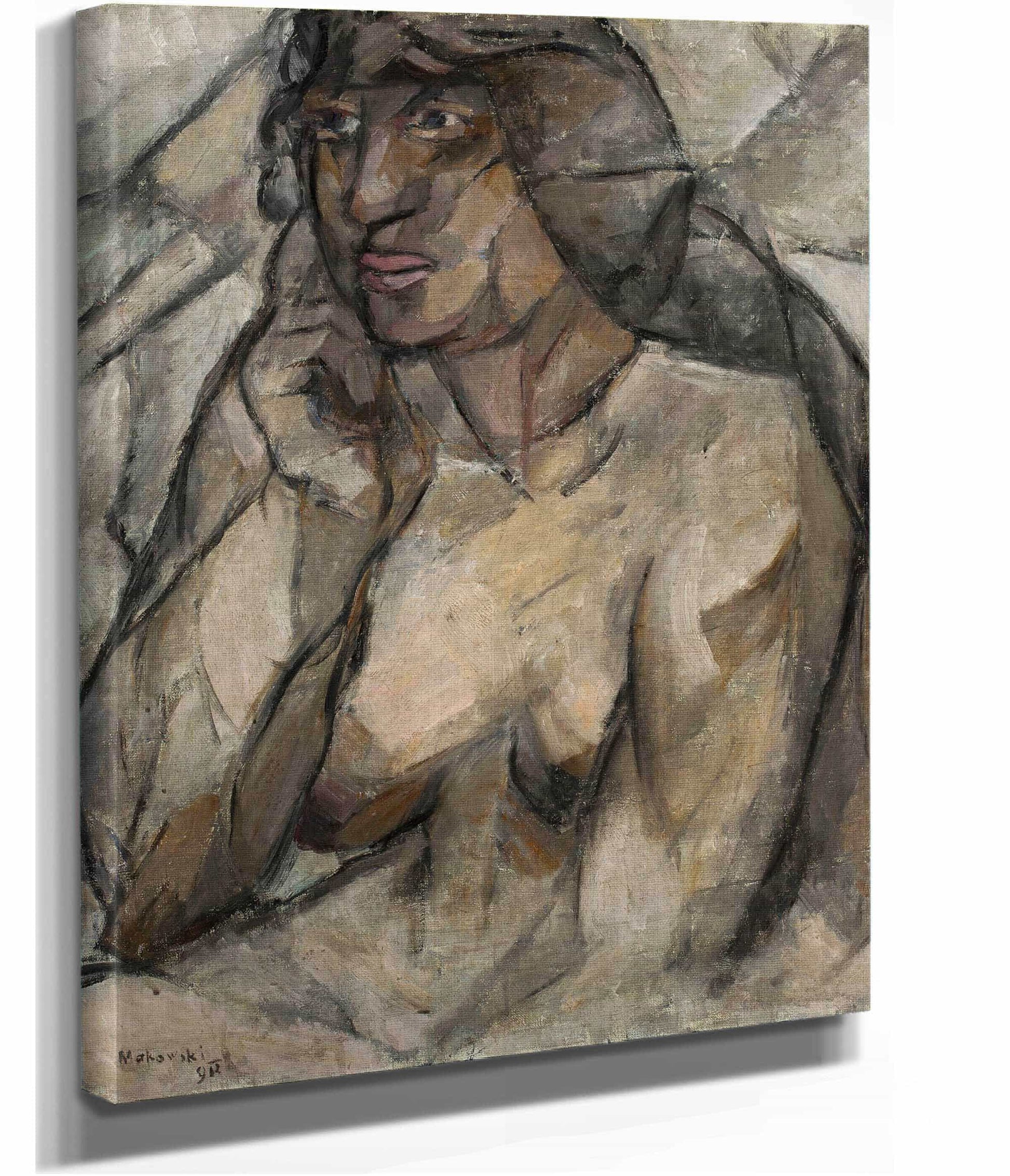 Study Of A Nude Female Half Nude by Tadeusz Makowski