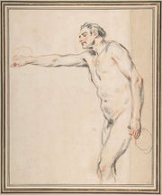 Study Of A Nude Man Holding Bottles   by Jean Antoine Watteau