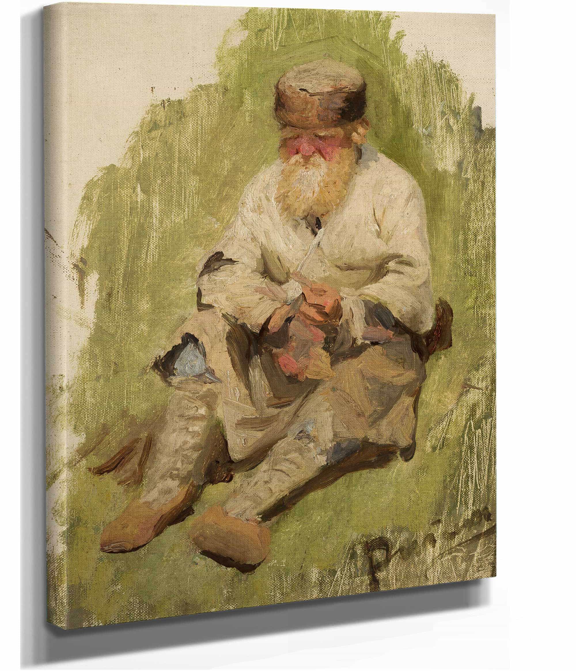 Study Of A Peasant On The Grass by Ilya Efimovich Repin