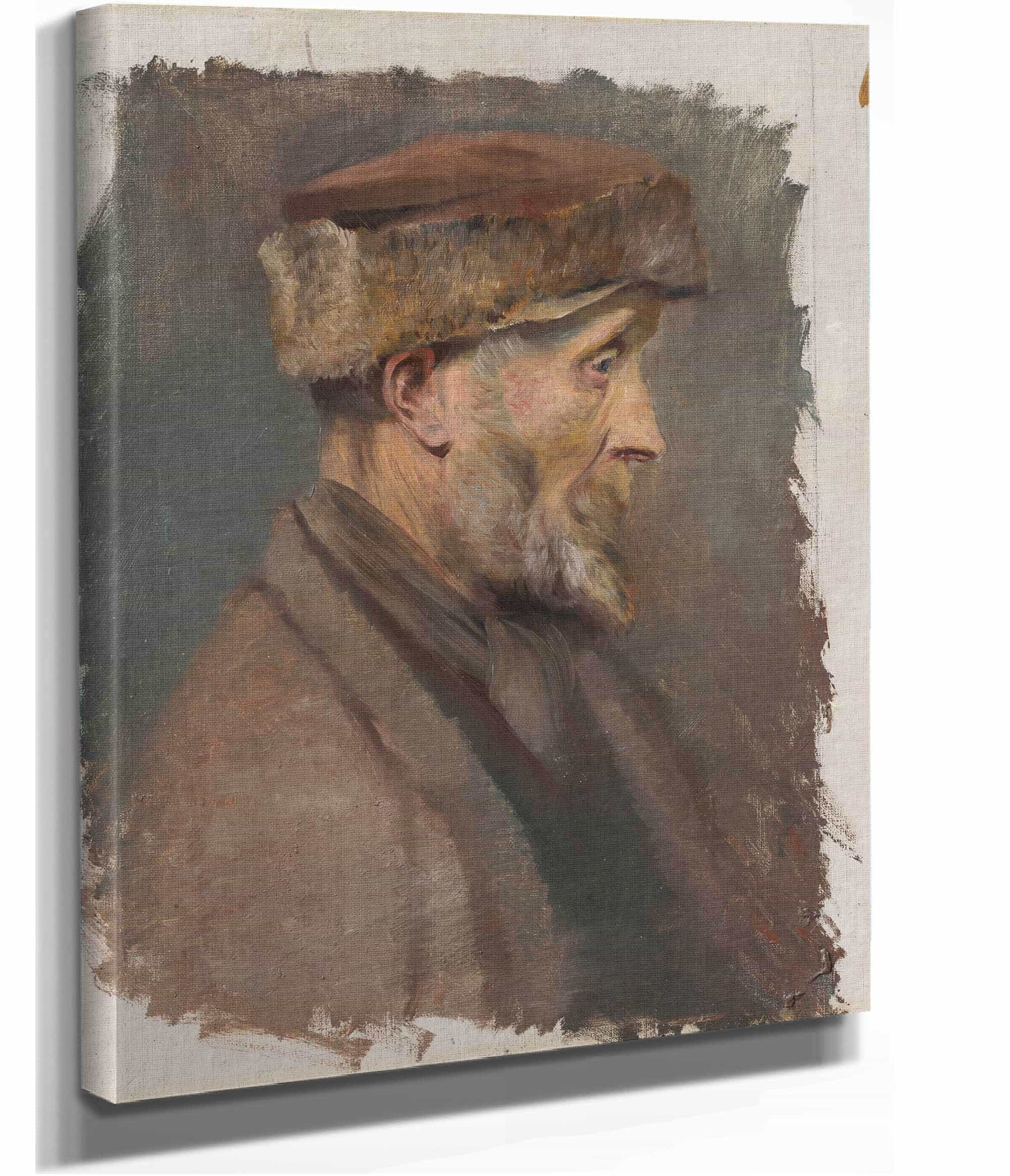Study Of A Poor Old Man In A Fur Cap   by Ladislav Mednyanszky
