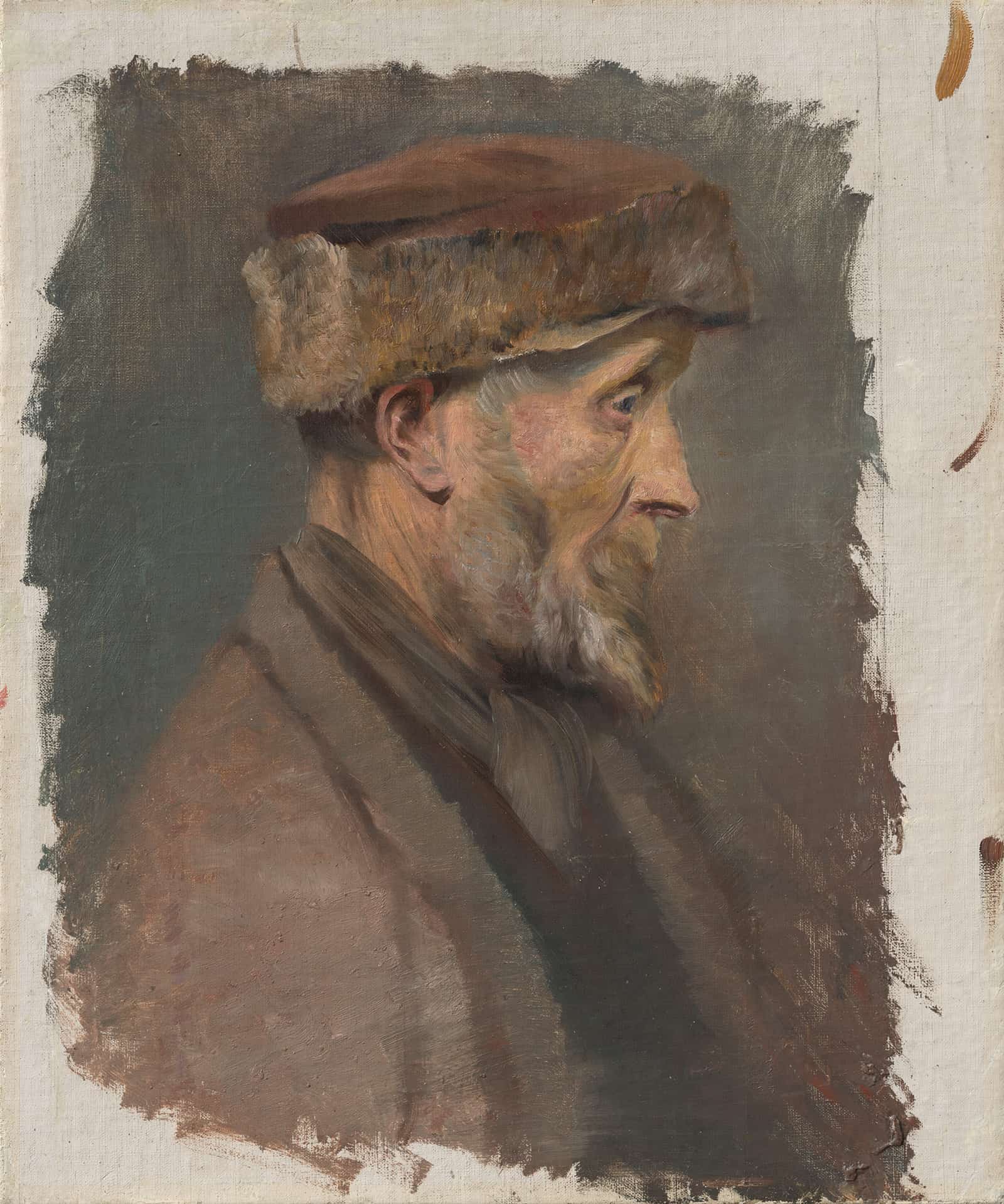 Study Of A Poor Old Man In A Fur Cap   by Ladislav Mednyanszky