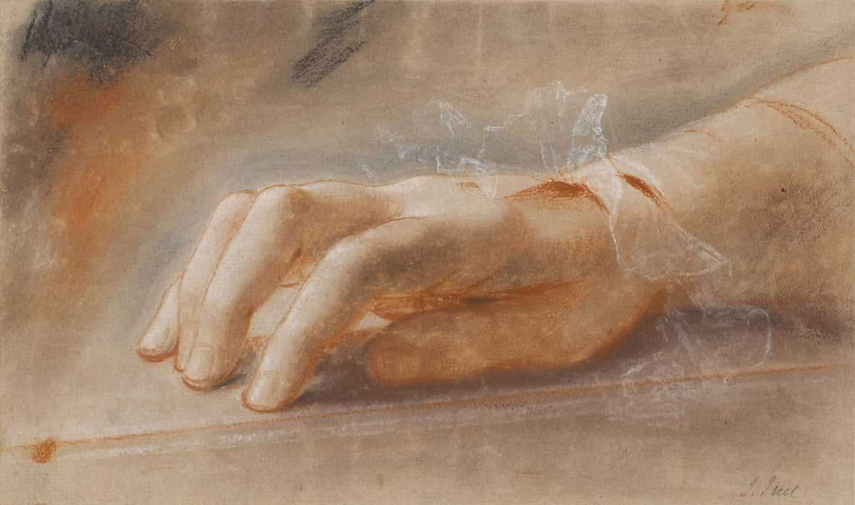 Study Of A Right Hand For The Portrait Of Countess Anna Joachima Danneskiold Laurvigen by Jens Juel