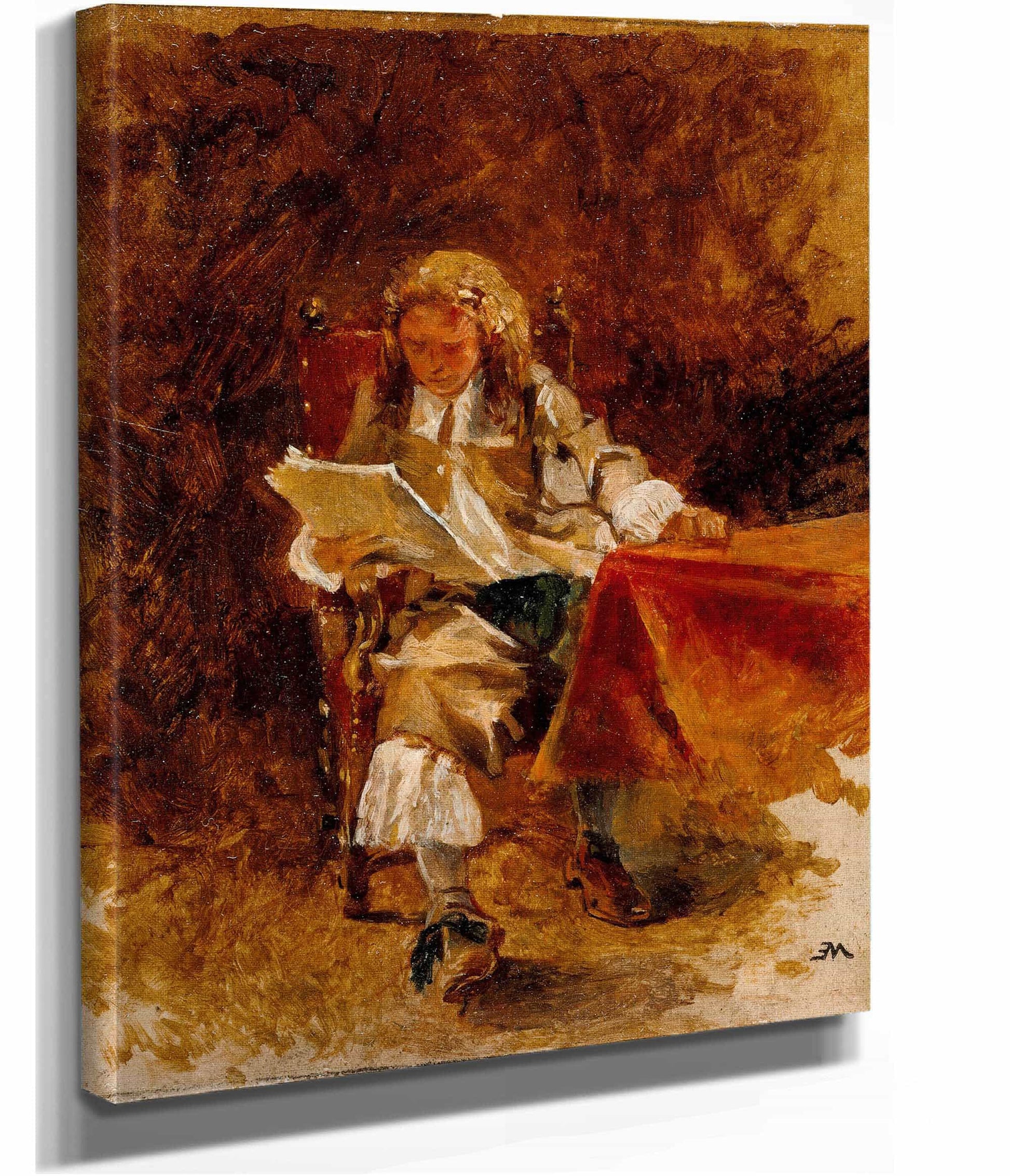Study Of A Seated Cavalier Reading by Ernest Meissonier