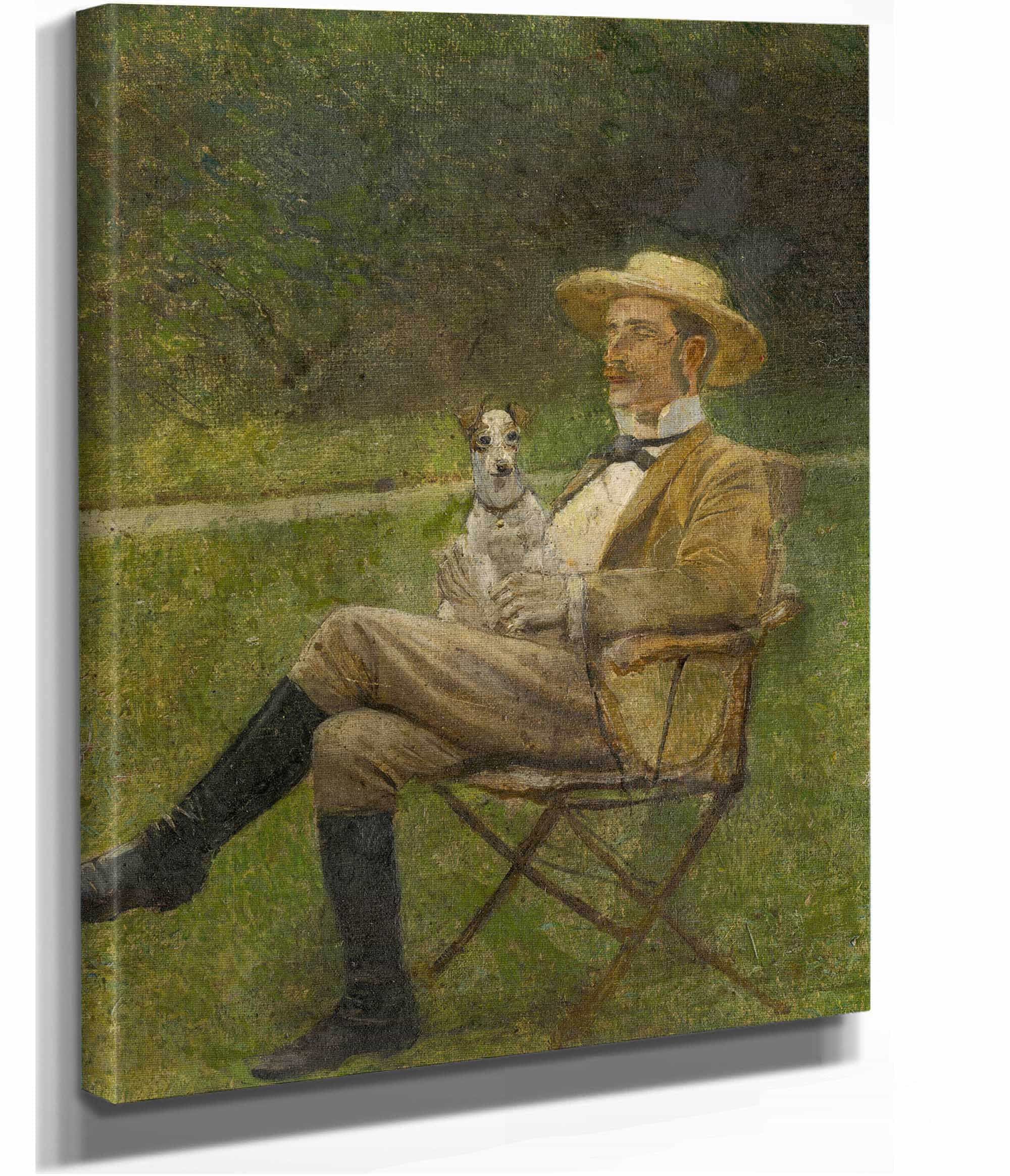 Study Of A Seated Man With A Dog   by Ladislav Mednyanszky