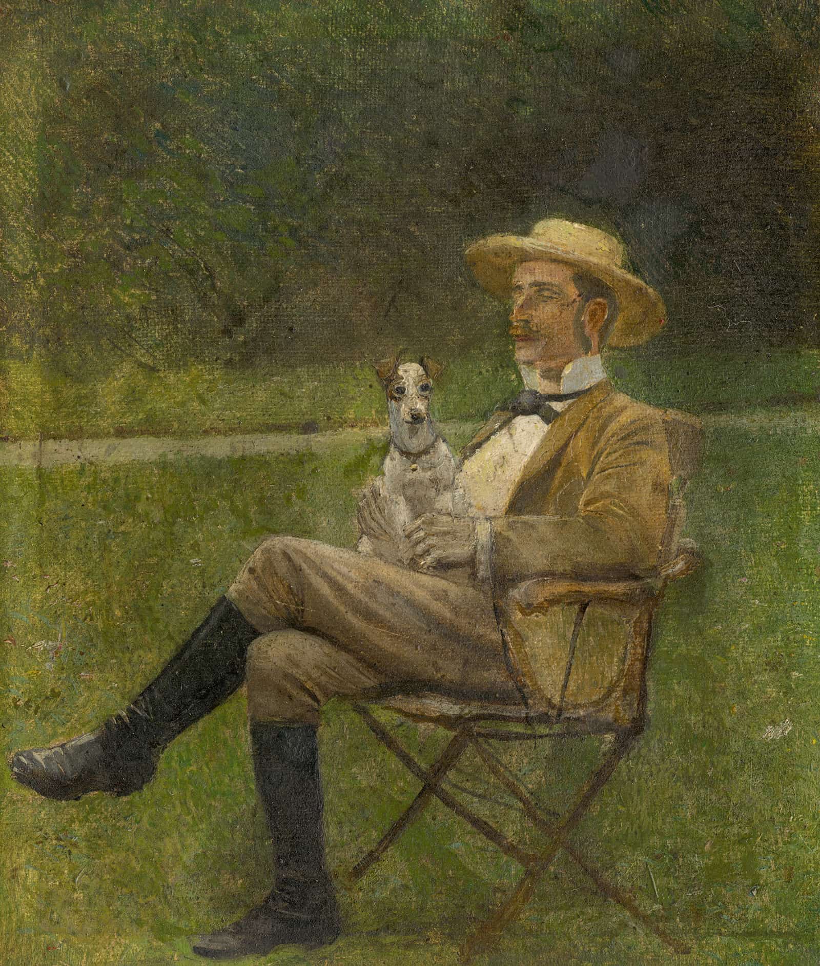 Study Of A Seated Man With A Dog   by Ladislav Mednyanszky