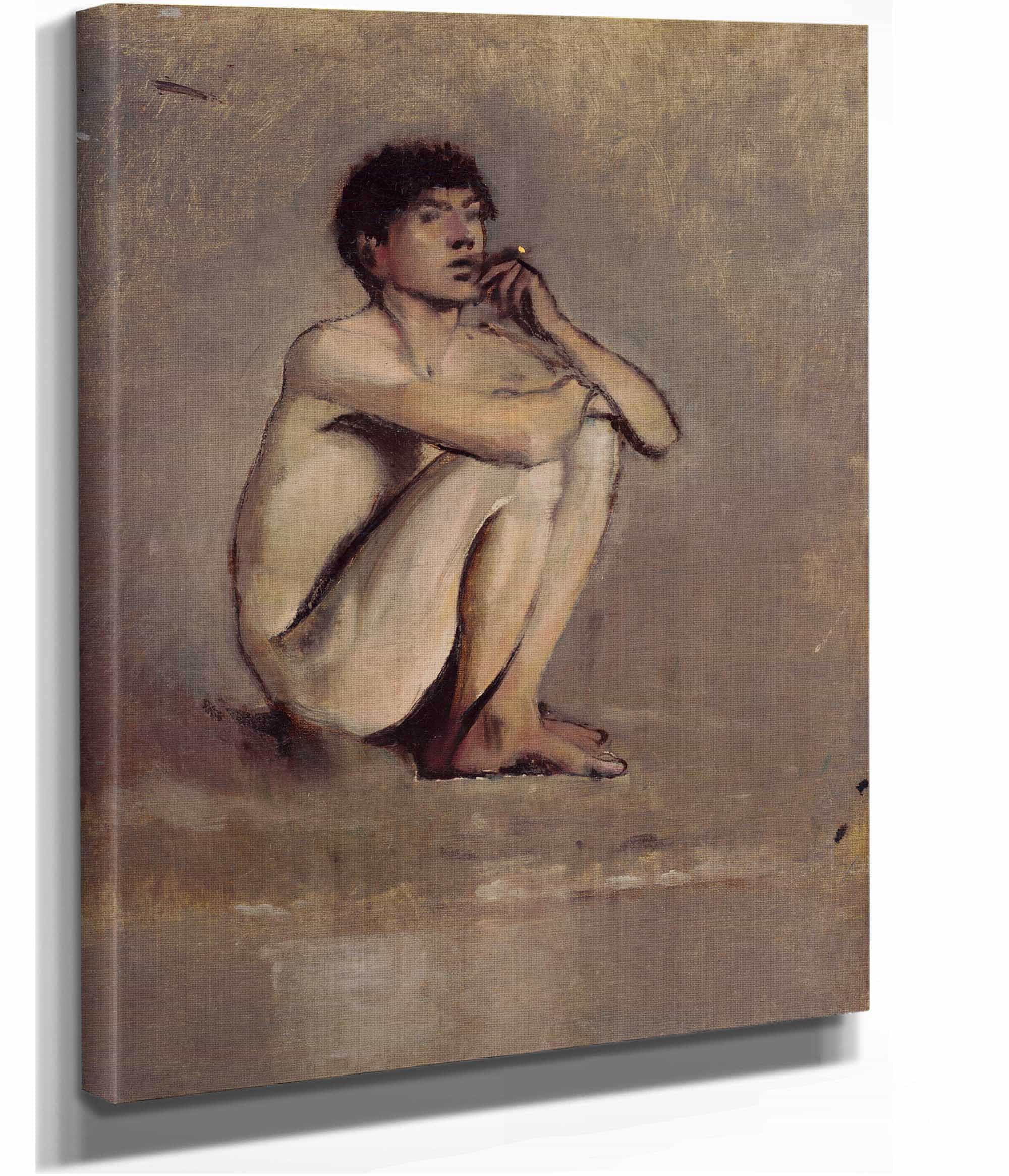 Study Of A Seated Nude Of A Young Man   by Ladislav Mednyanszky