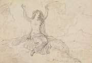 Study Of A Semi Nude Woman Sitting With Her Arms Raised Over Her Head by Robert Smirke