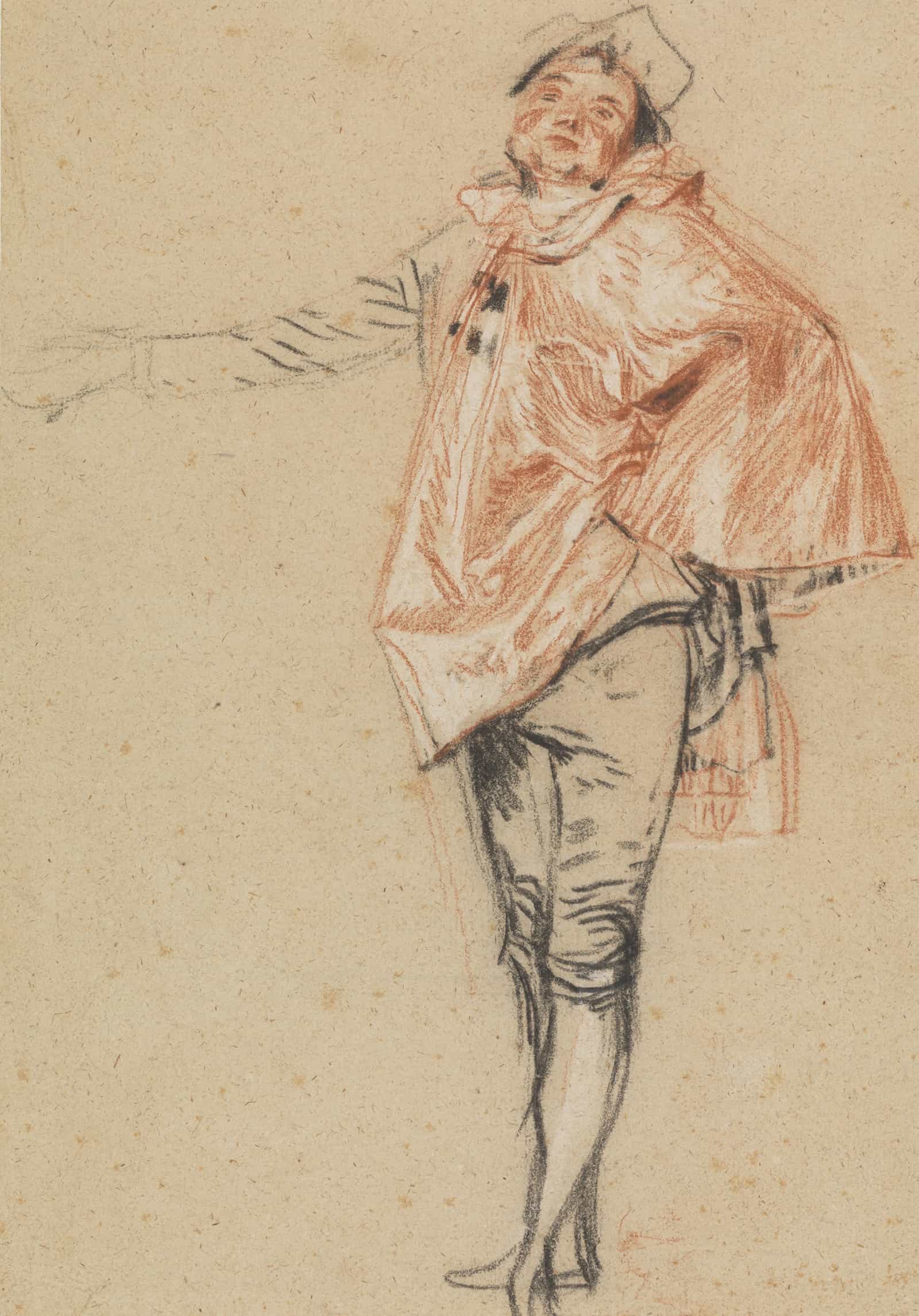 Study Of A Standing Dancer With An Outstretched Arm by Jean Antoine Watteau