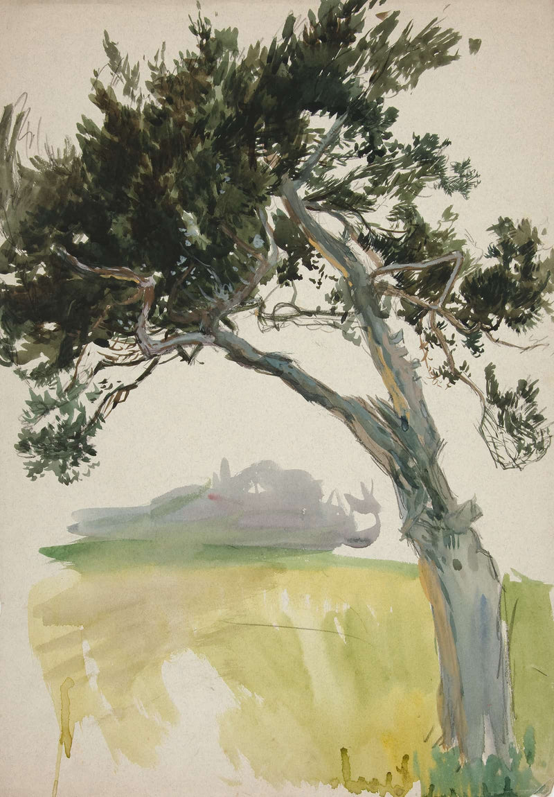 Study Of A Tree And Field by Edwin Austin Abbey