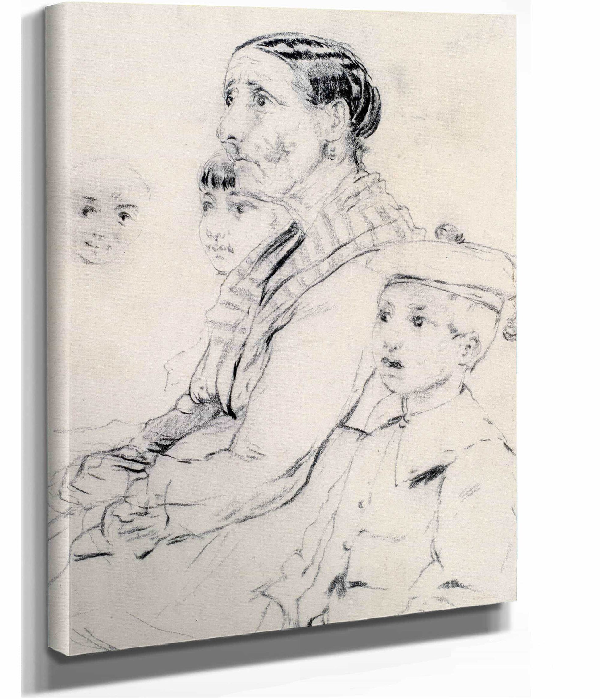 Study Of A Woman And Children by Santiago Rusinol