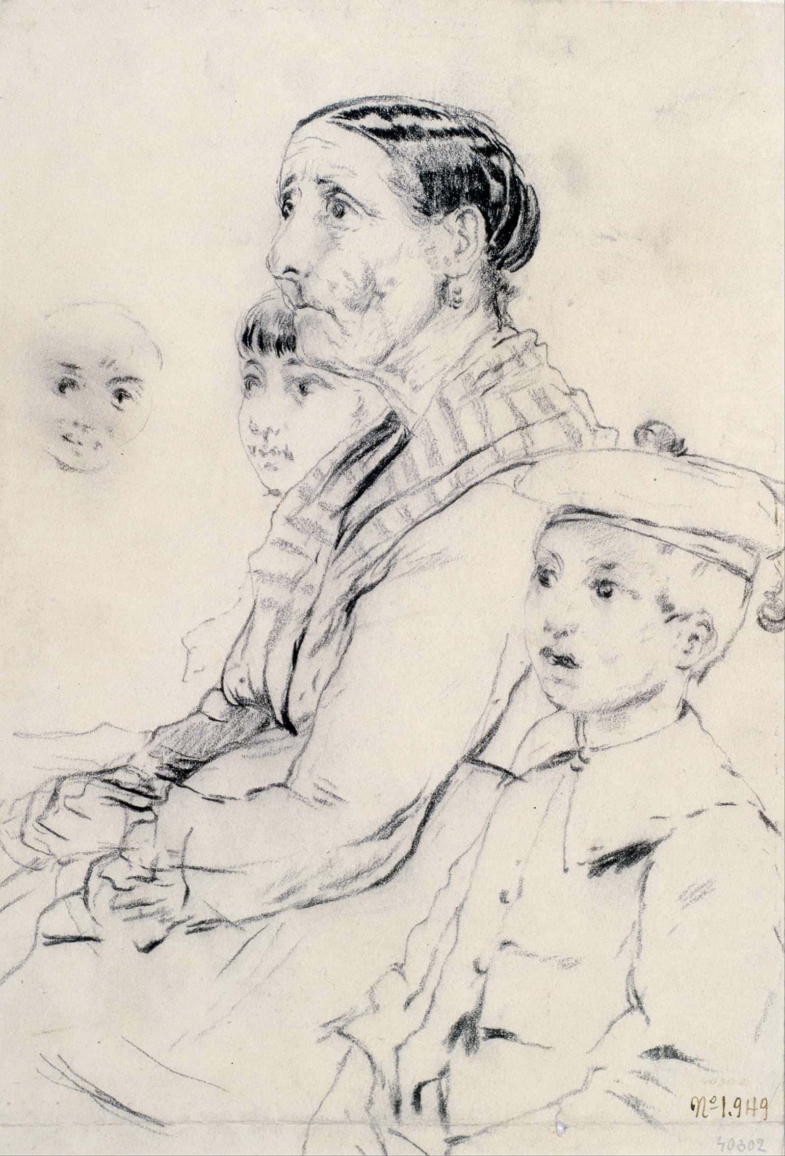 Study Of A Woman And Children by Santiago Rusinol
