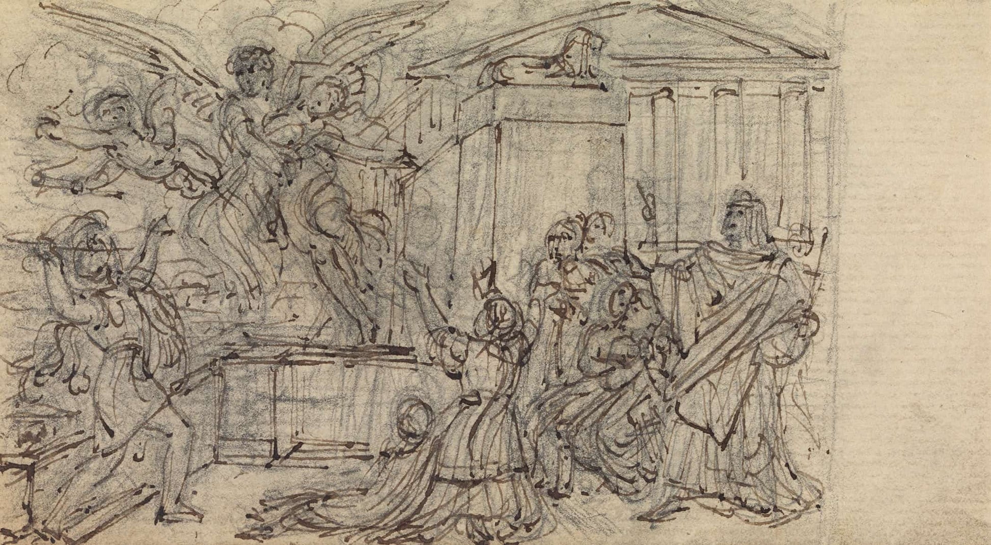 Study Of A Woman Being Taken Away By A Winged Being by Robert Smirke