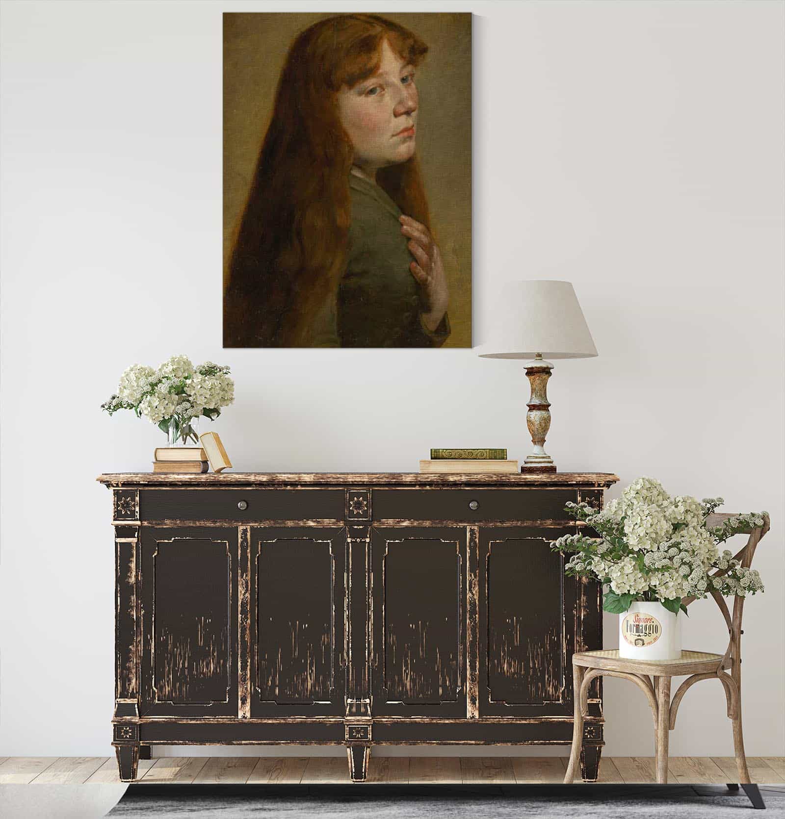 Study Of A Woman From Three Quarters Profile by Jozef Hanula