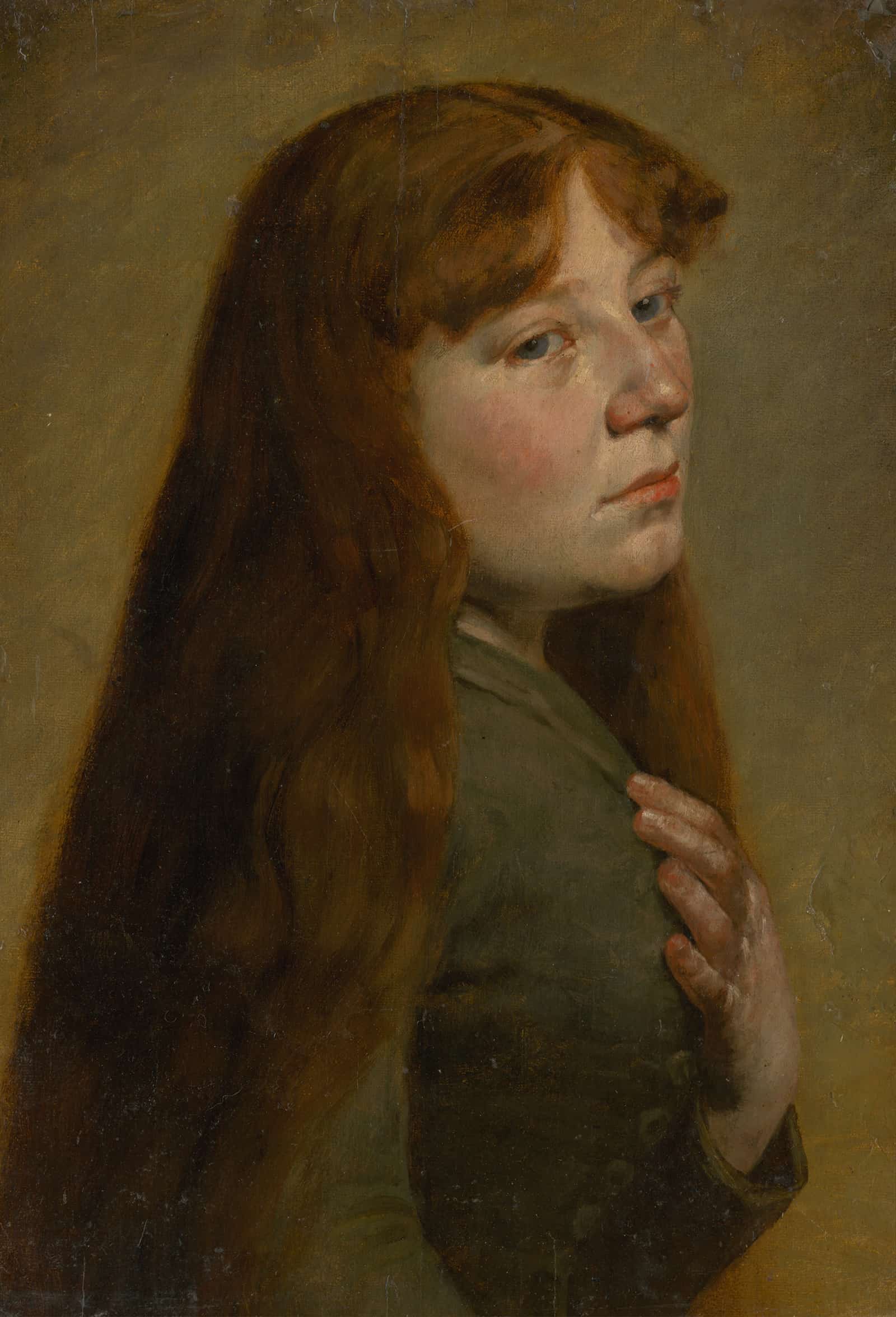 Study Of A Woman From Three Quarters Profile by Jozef Hanula