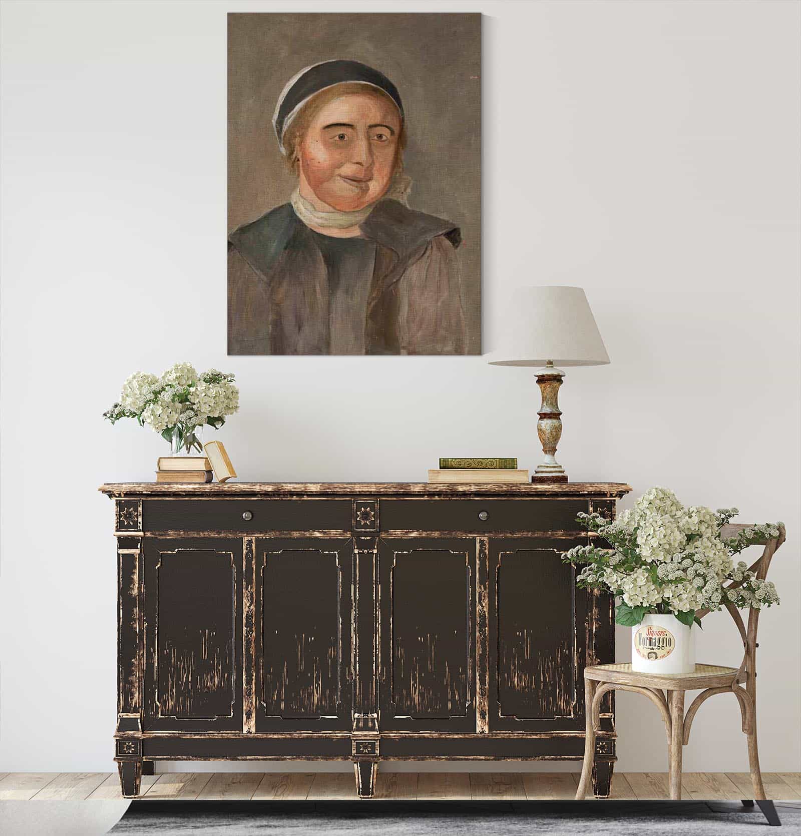 Study Of A Woman In A Black And White Cap by Tadeusz Makowski