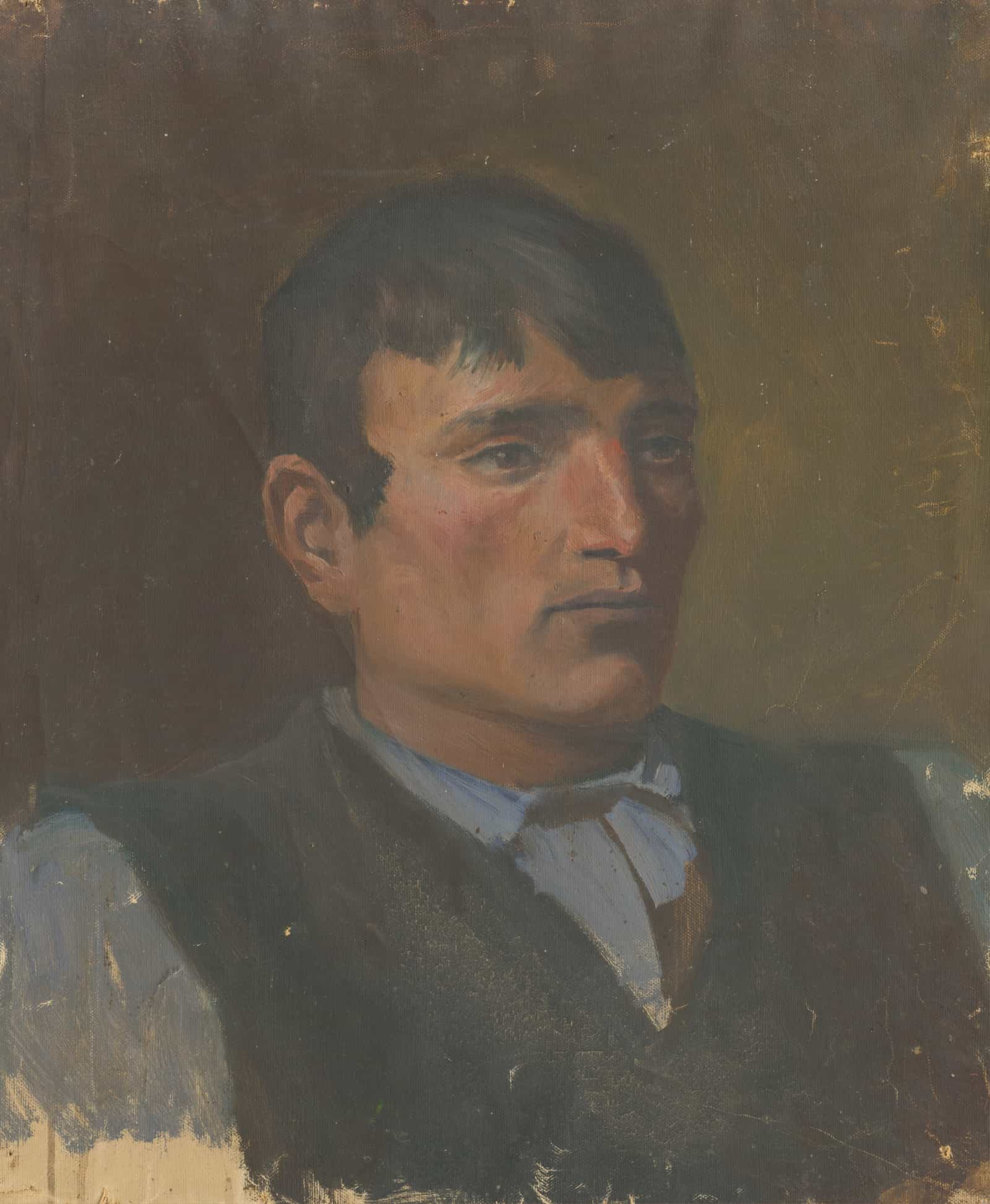 Study Of A Young Man In A Dark Vest   by Ladislav Mednyanszky