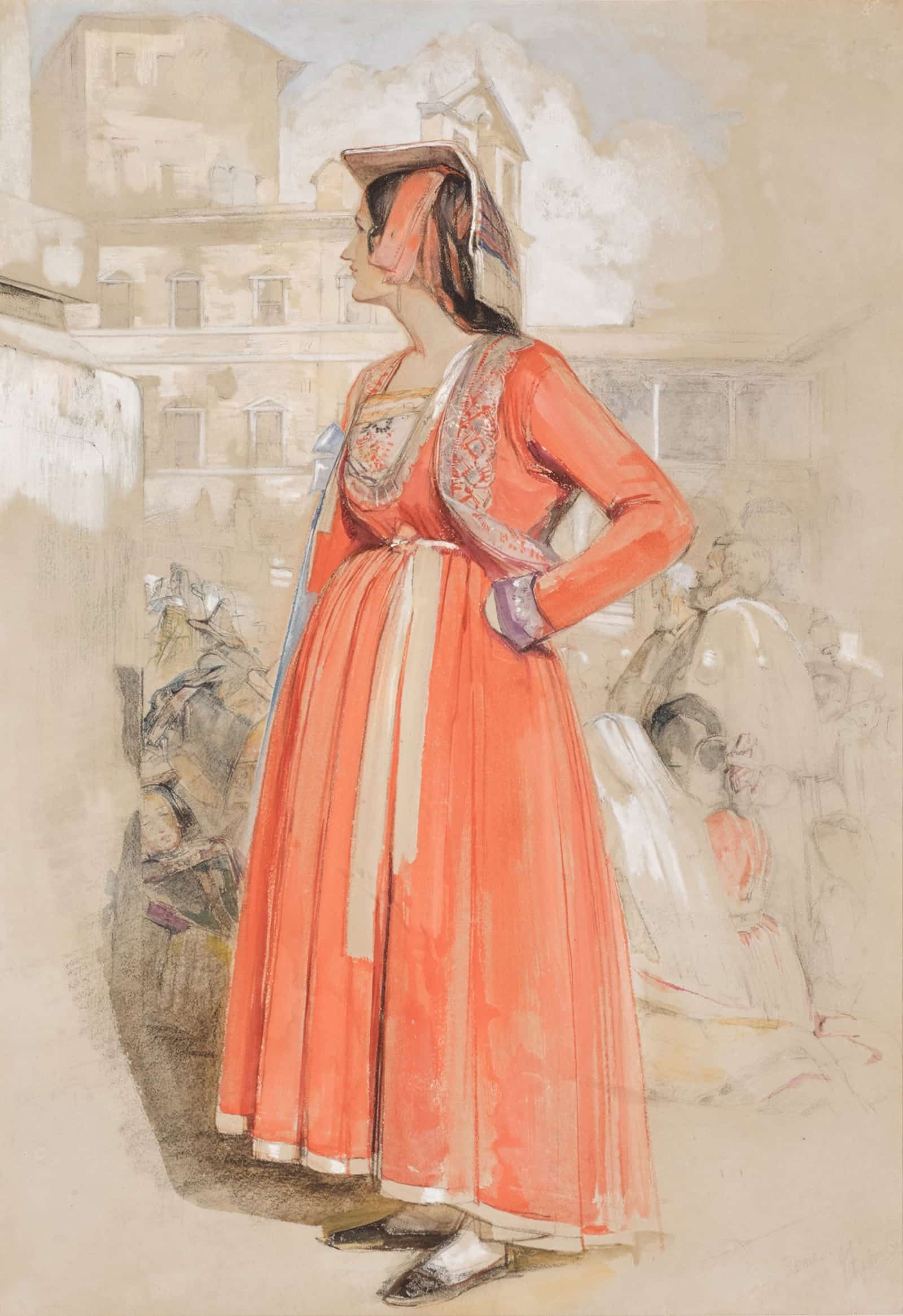 Study Of A Young Neapolitan Woman In Rome by John Frederick Lewis