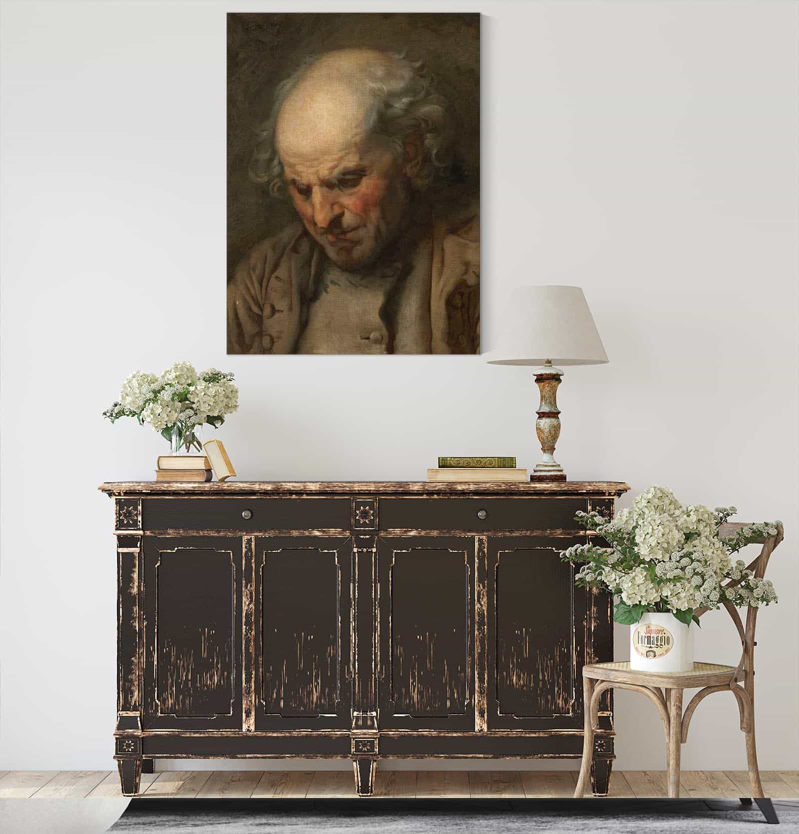 Study Of An Old Man Head And Shoulders by Jean Baptiste Greuze