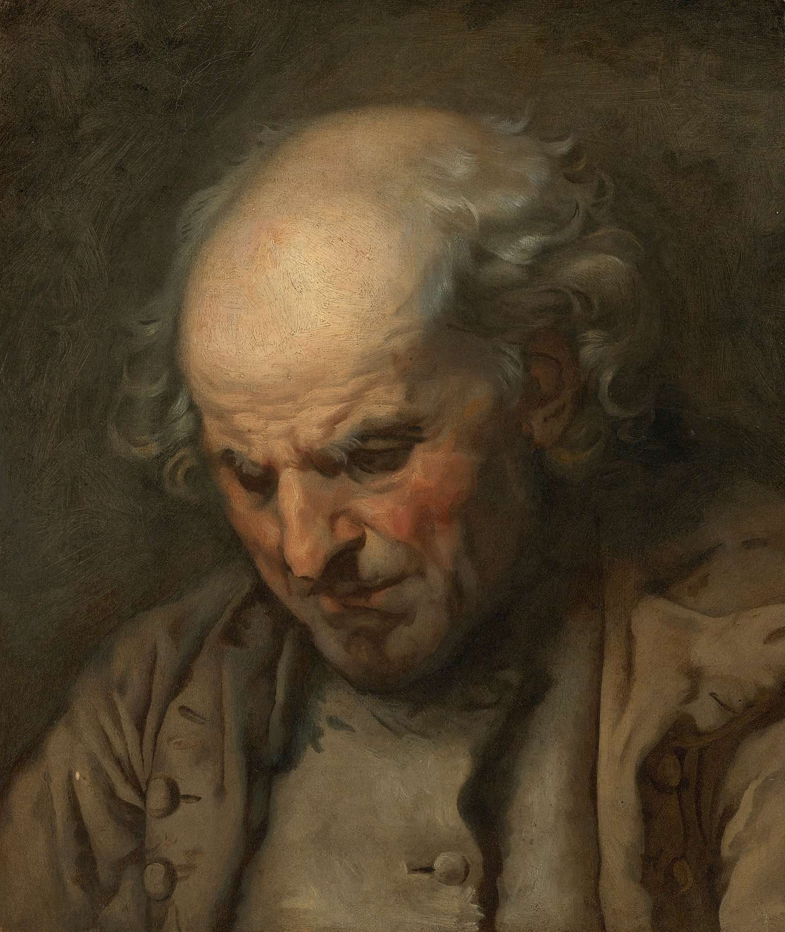 Study Of An Old Man Head And Shoulders by Jean Baptiste Greuze