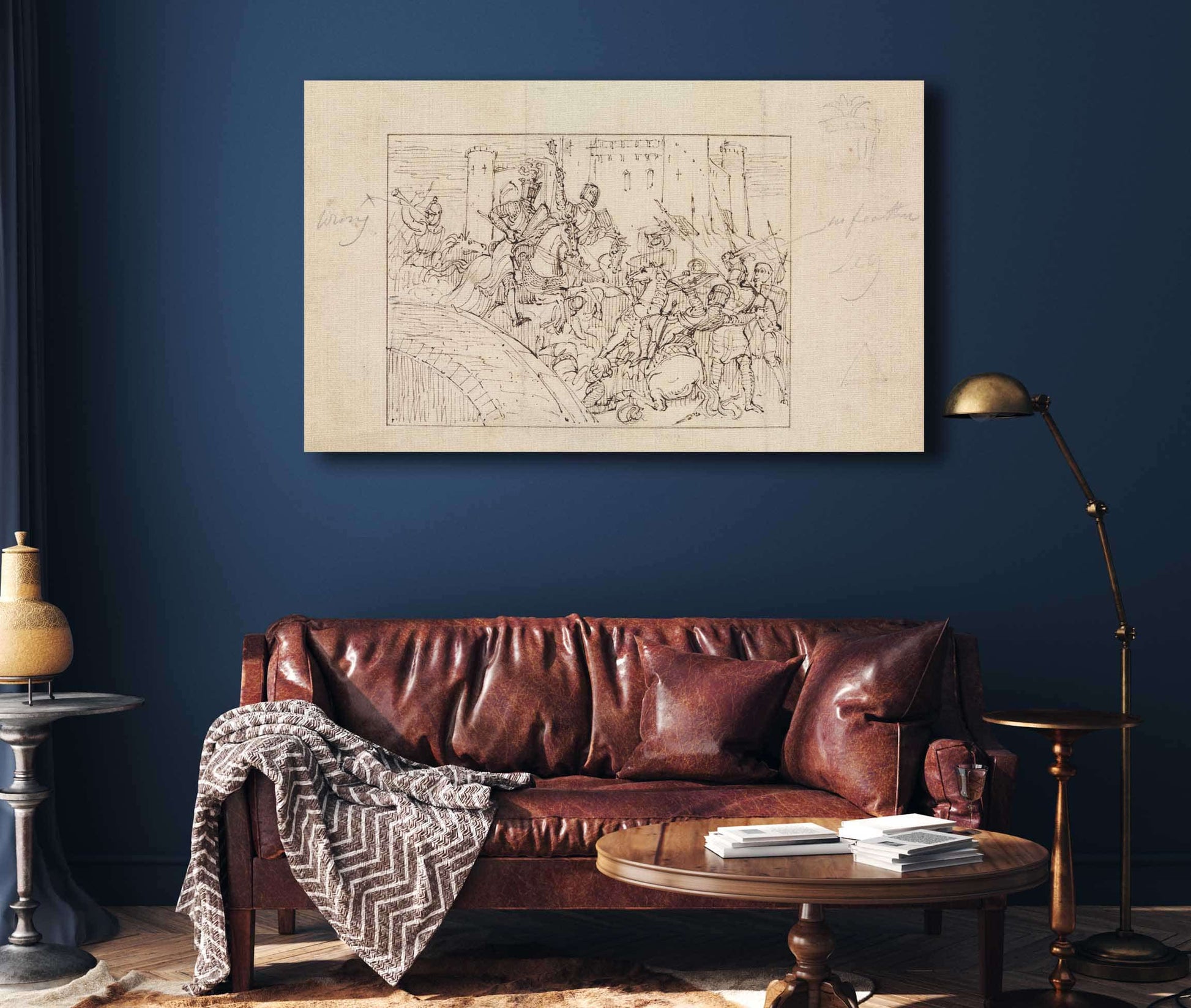 Study Of Armored Knights In Battle With Horses by Robert Smirke