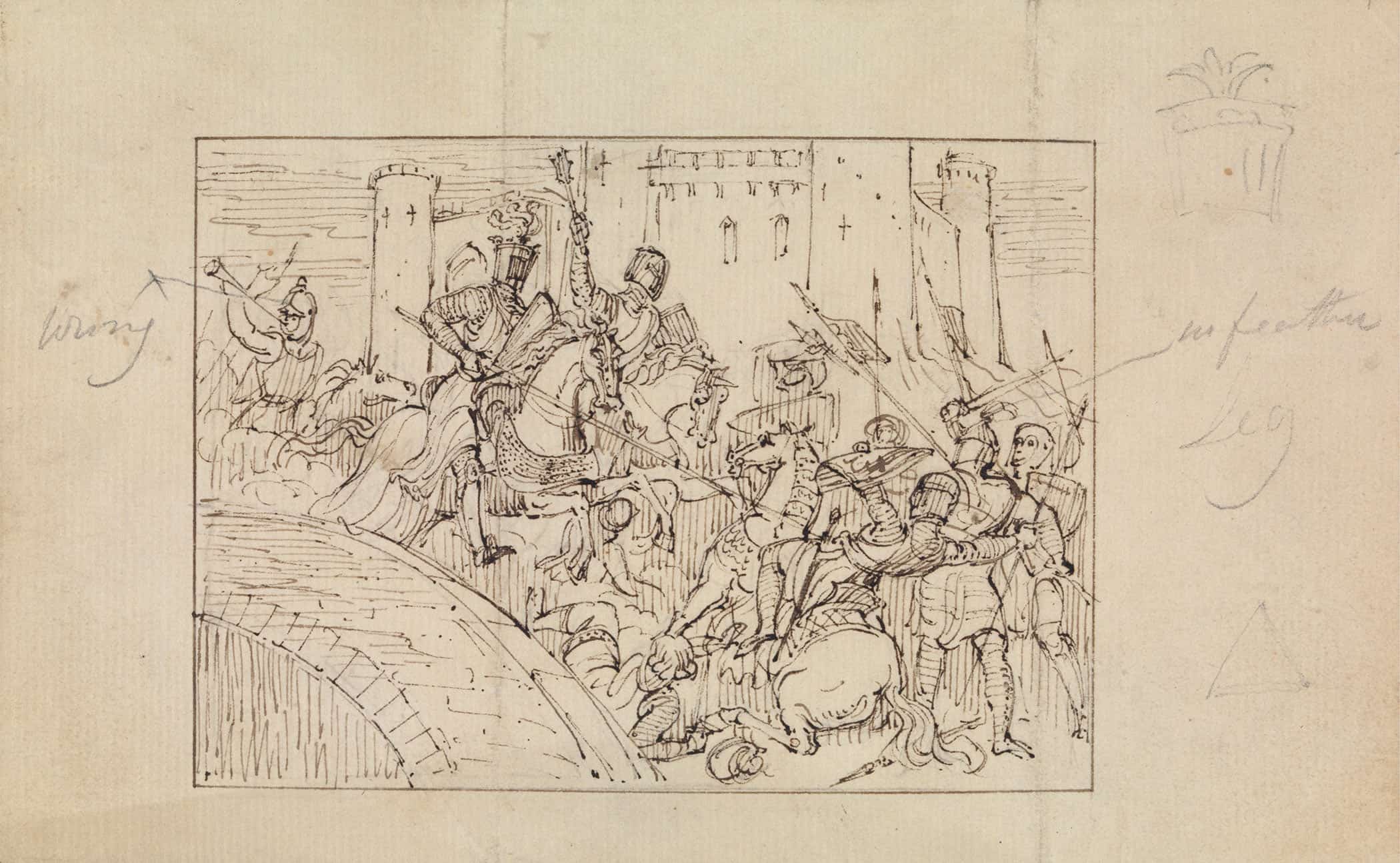 Study Of Armored Knights In Battle With Horses by Robert Smirke