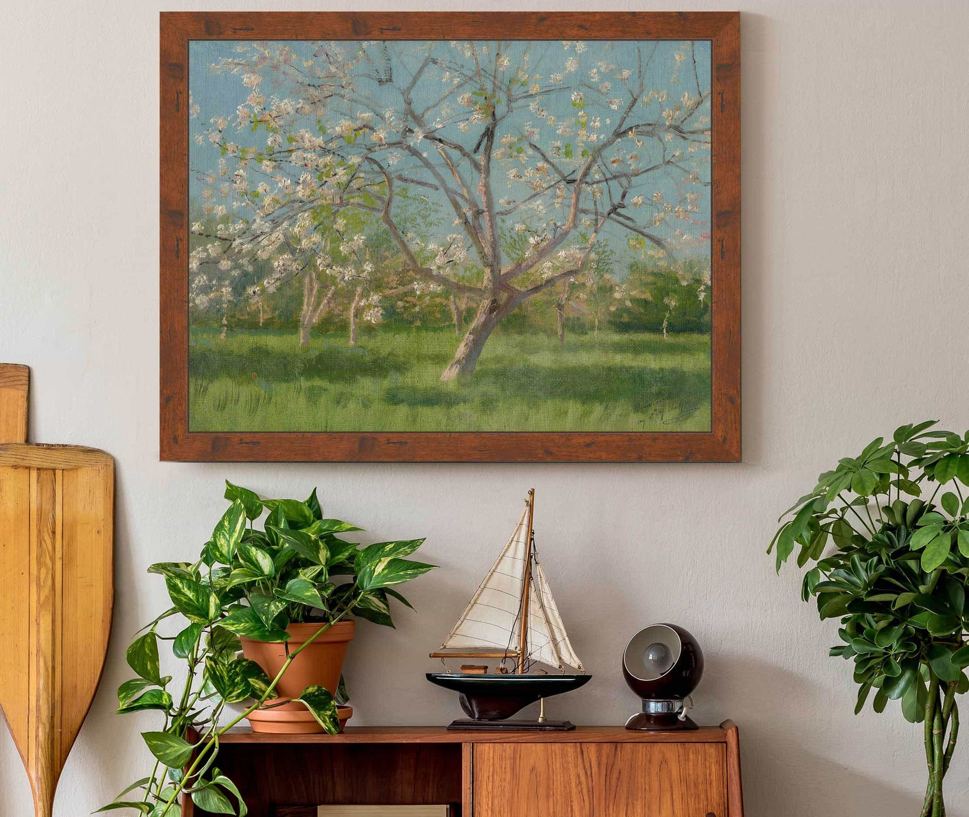 Study Of Blooming Trees In An Orchard  by Ladislav Mednyanszky