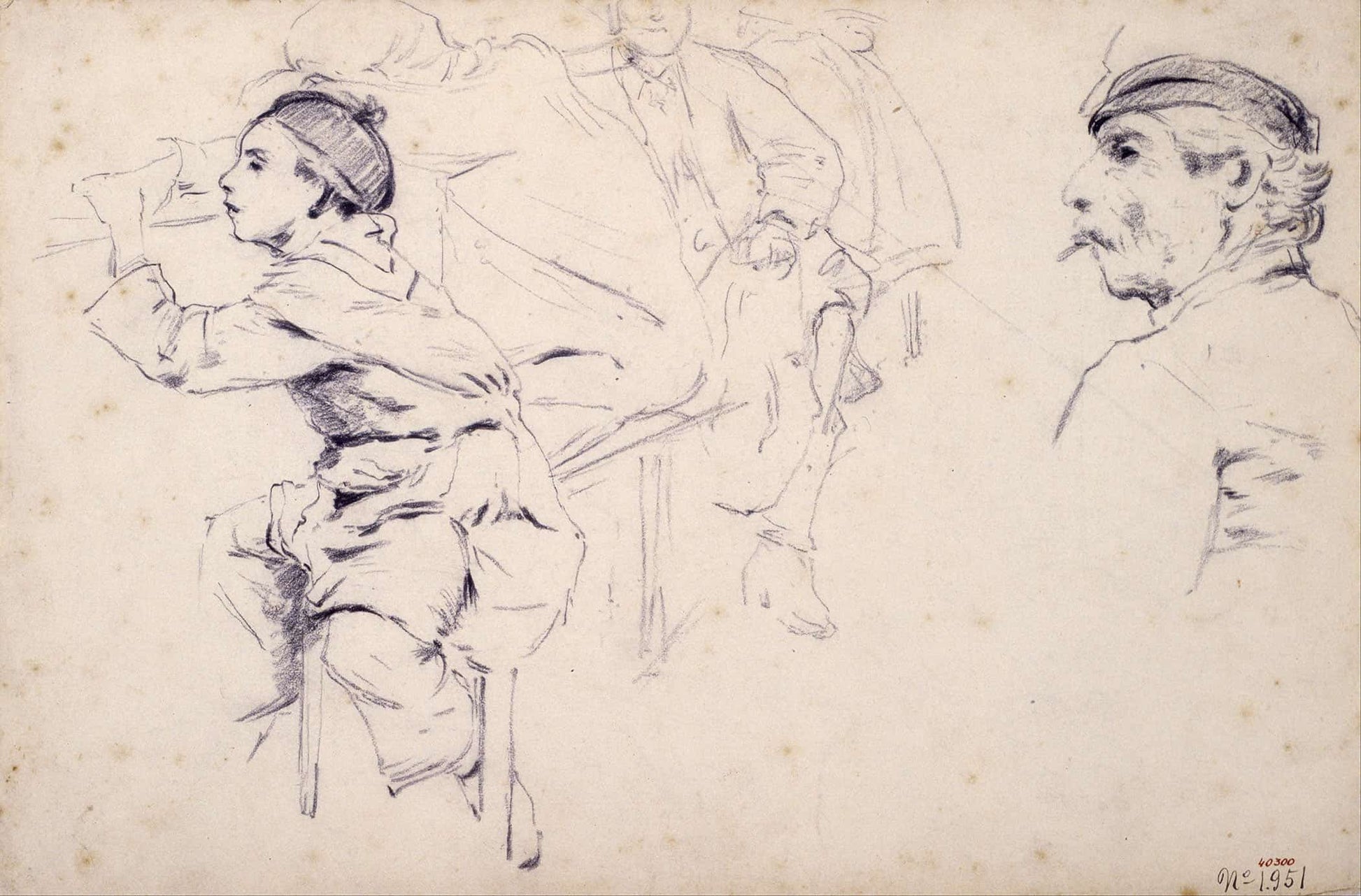 Study Of Children And Figures Of Men by Santiago Rusinol