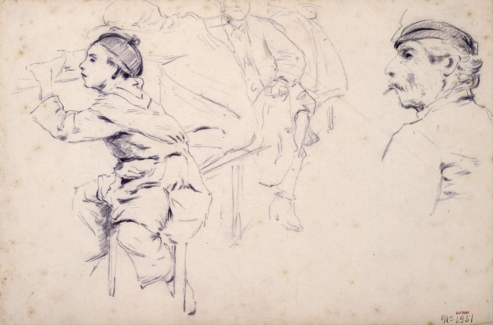 Study Of Children And Figures Of Men by Santiago Rusinol