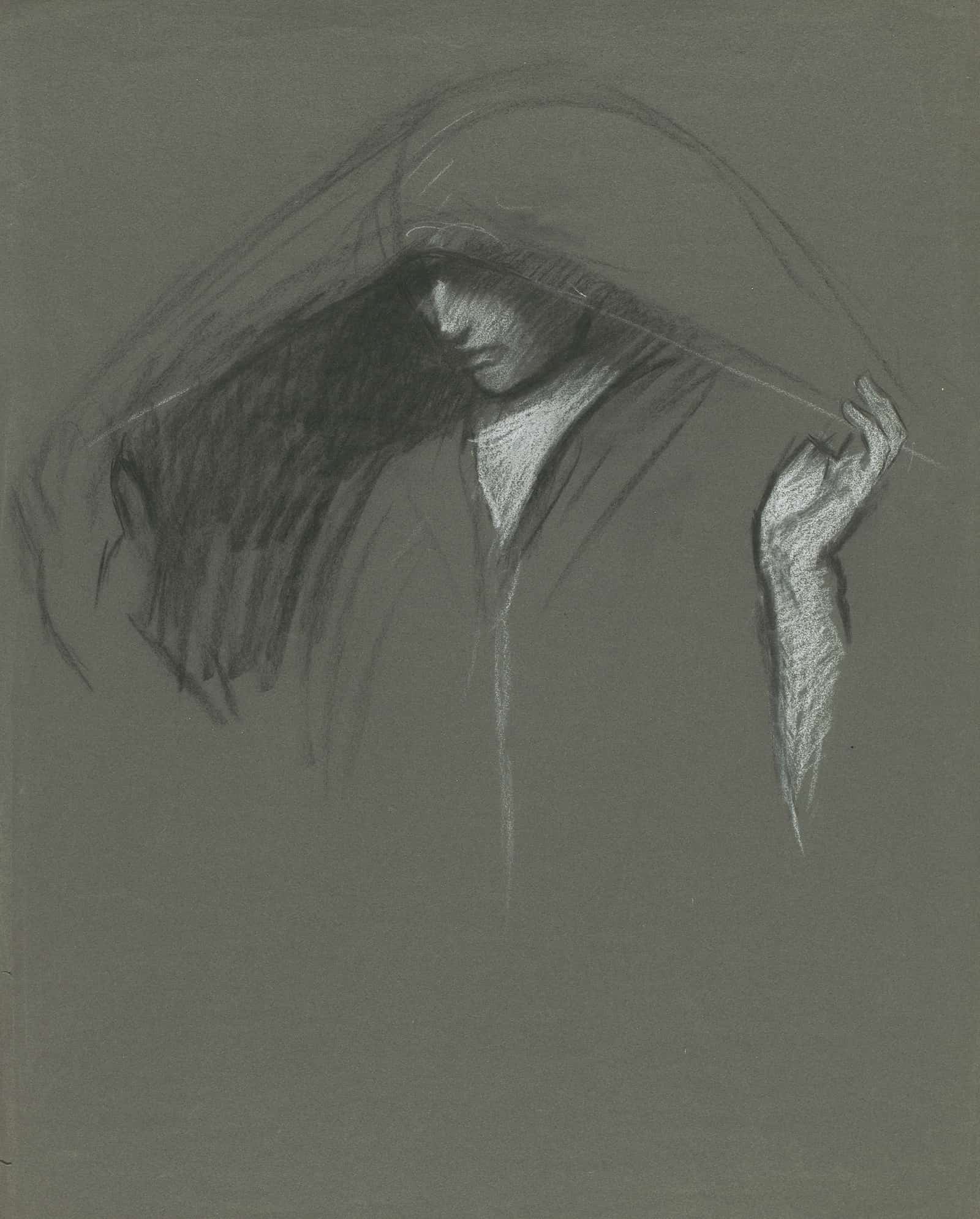 Study Of Draped Head Of A Mary For Three Marys At The Tomb by Edwin Austin Abbey