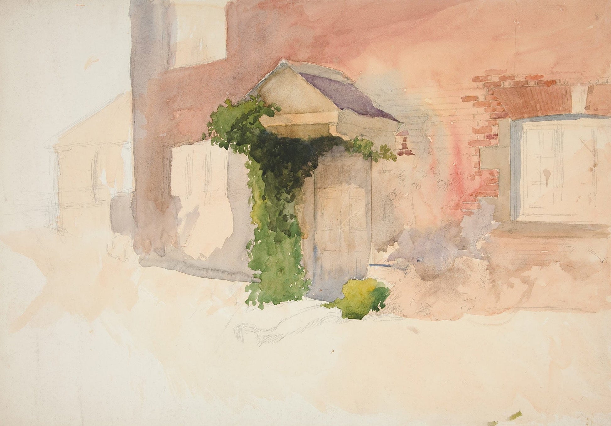 Study Of Exterior Of A Red Brick House by Edwin Austin Abbey
