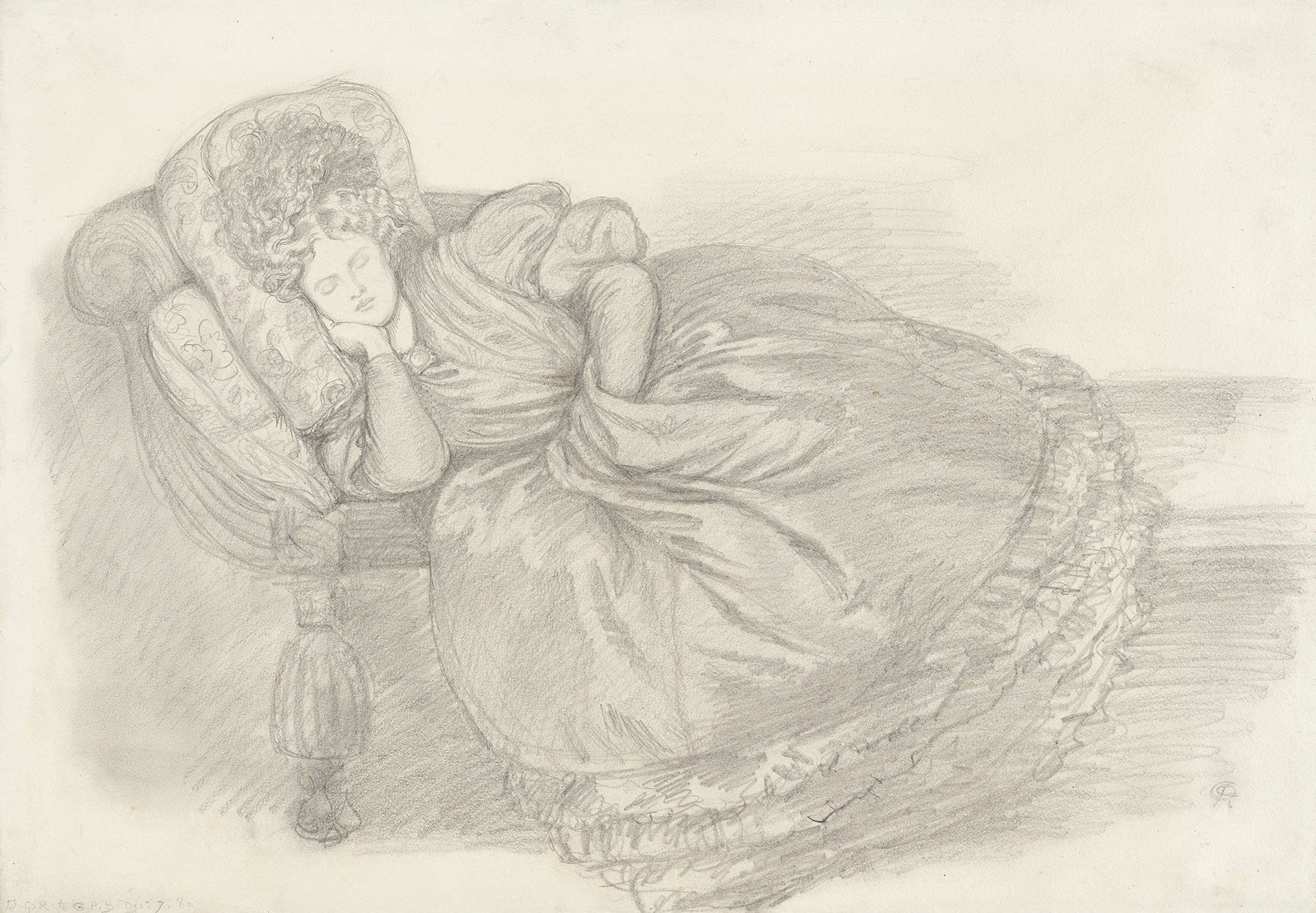 Study Of Fanny Cornforth Asleep On A Chaise Longue by Dante Gabriel Rossetti