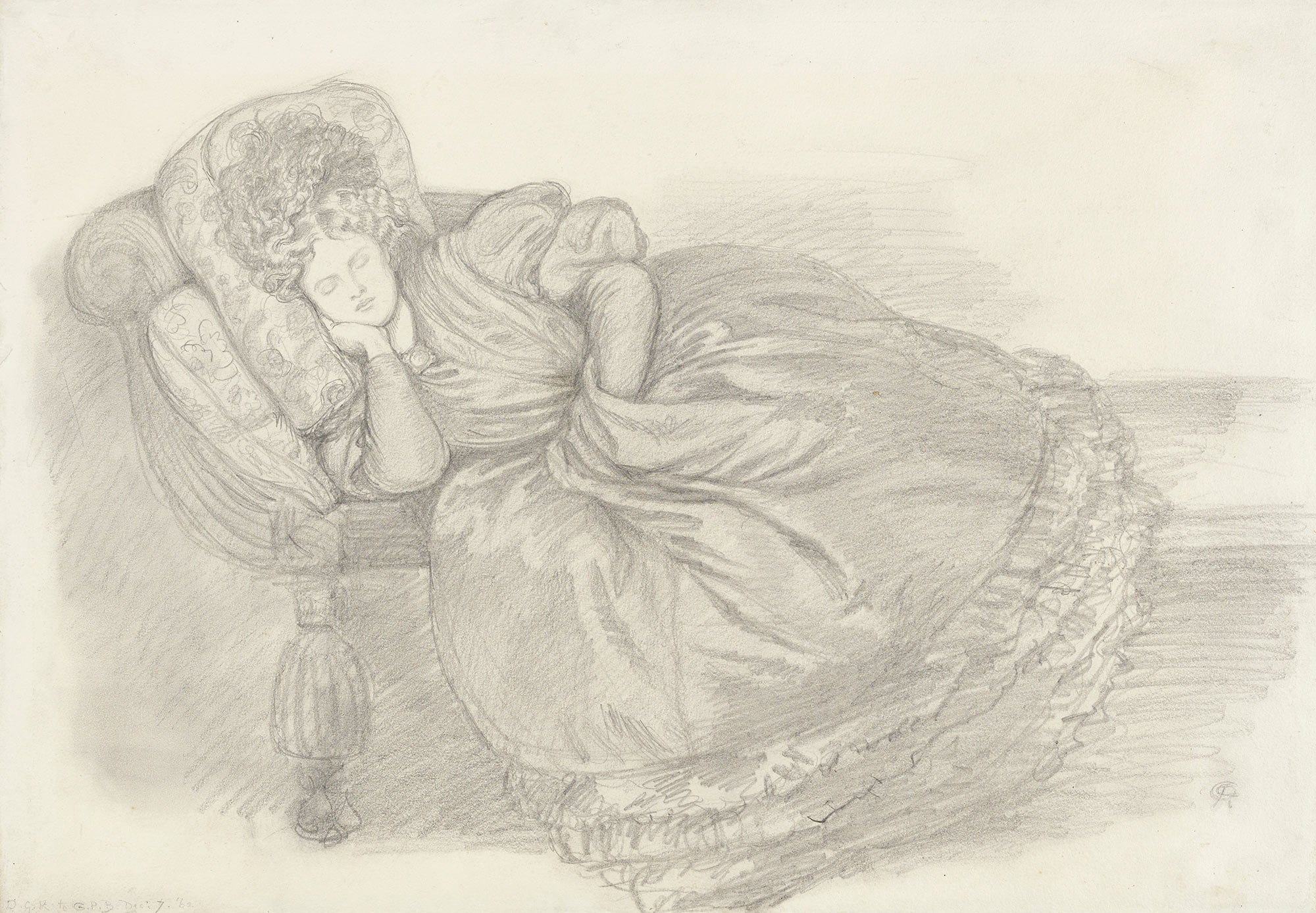 Study Of Fanny Cornforth Asleep On A Chaise Longue by Dante Gabriel Rossetti