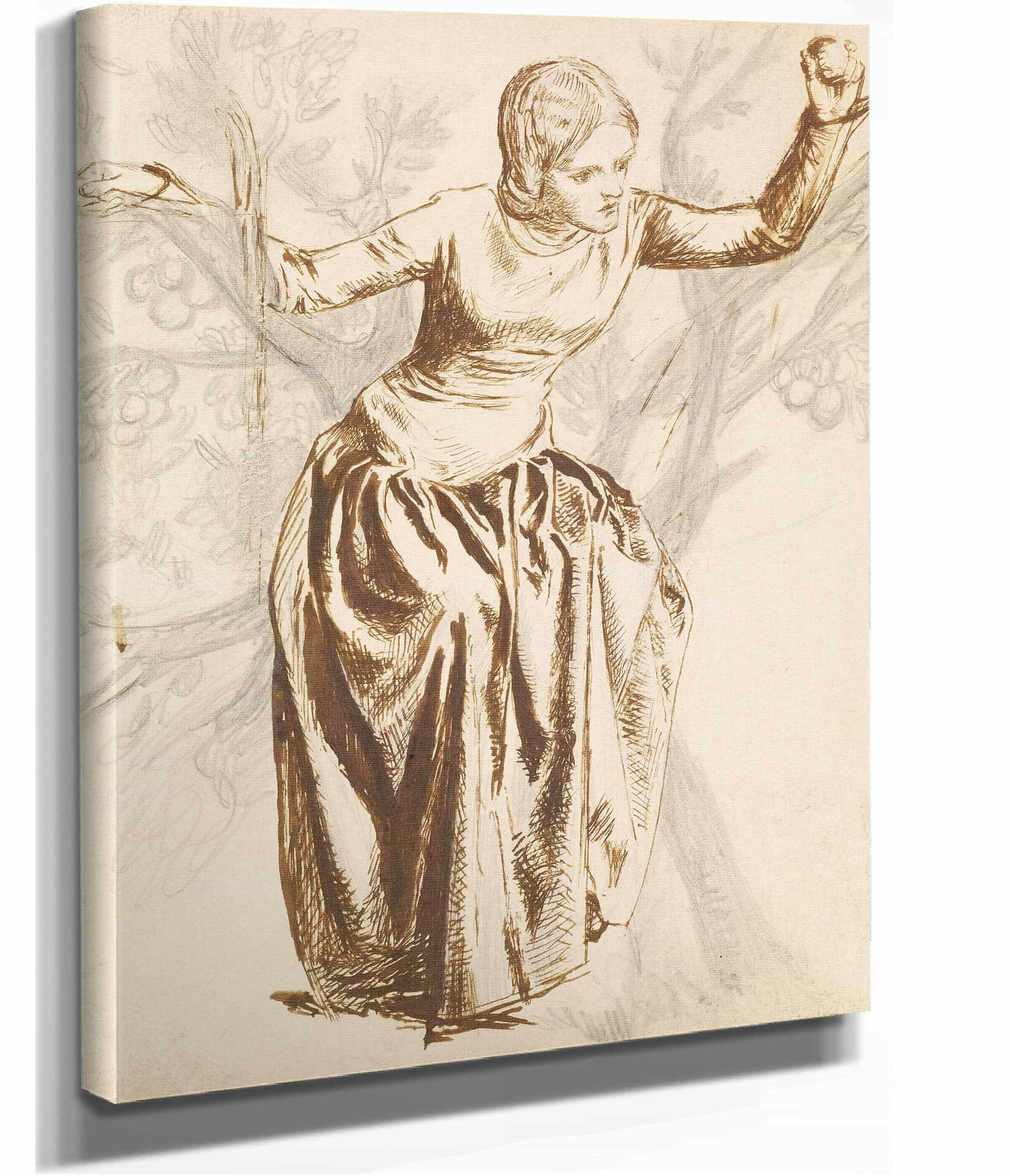 Study Of Guenevere Seated In Apple Tree by Dante Gabriel Rossetti