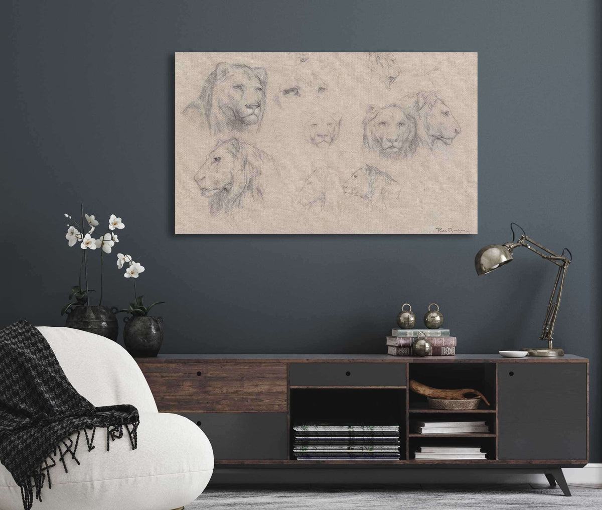 Study Of Heads Of Lions And Lionesses by Rosa Bonheur