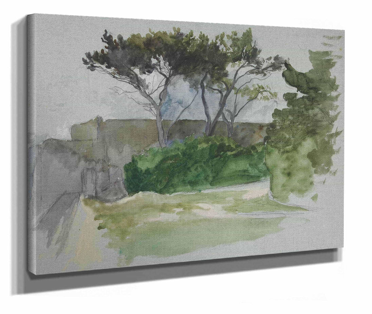 Study Of Landscape With Trees And Stone Wall by Edwin Austin Abbey