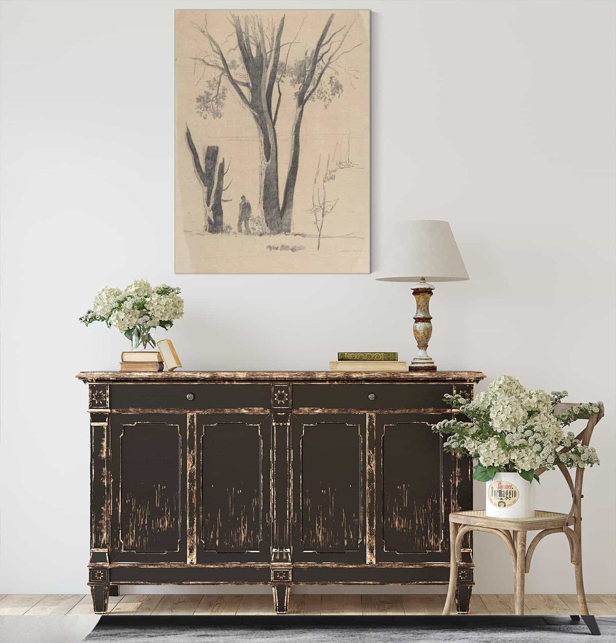 Study Of Man Between Trees   by Odilon Redon