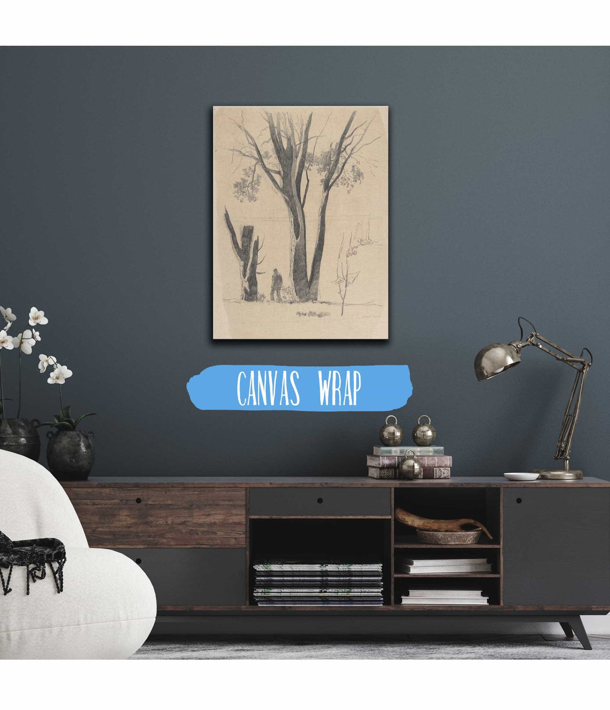 Study Of Man Between Trees   by Odilon Redon