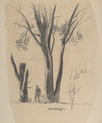 Study Of Man Between Trees   by Odilon Redon