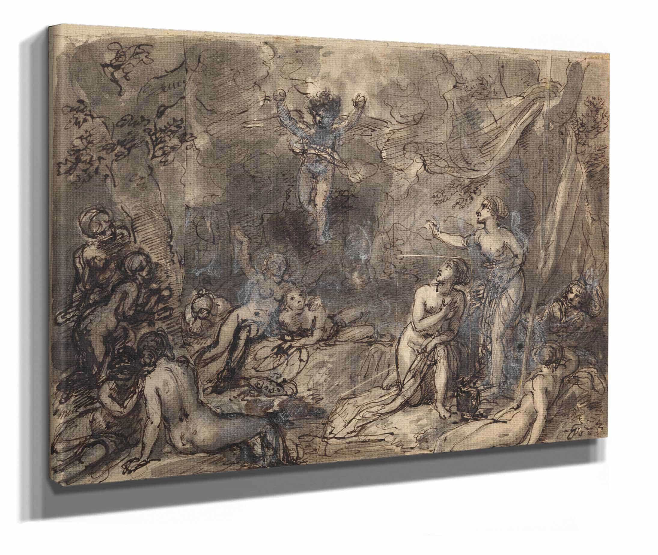 Study Of Nude Figures In A Wooded Area by Robert Smirke