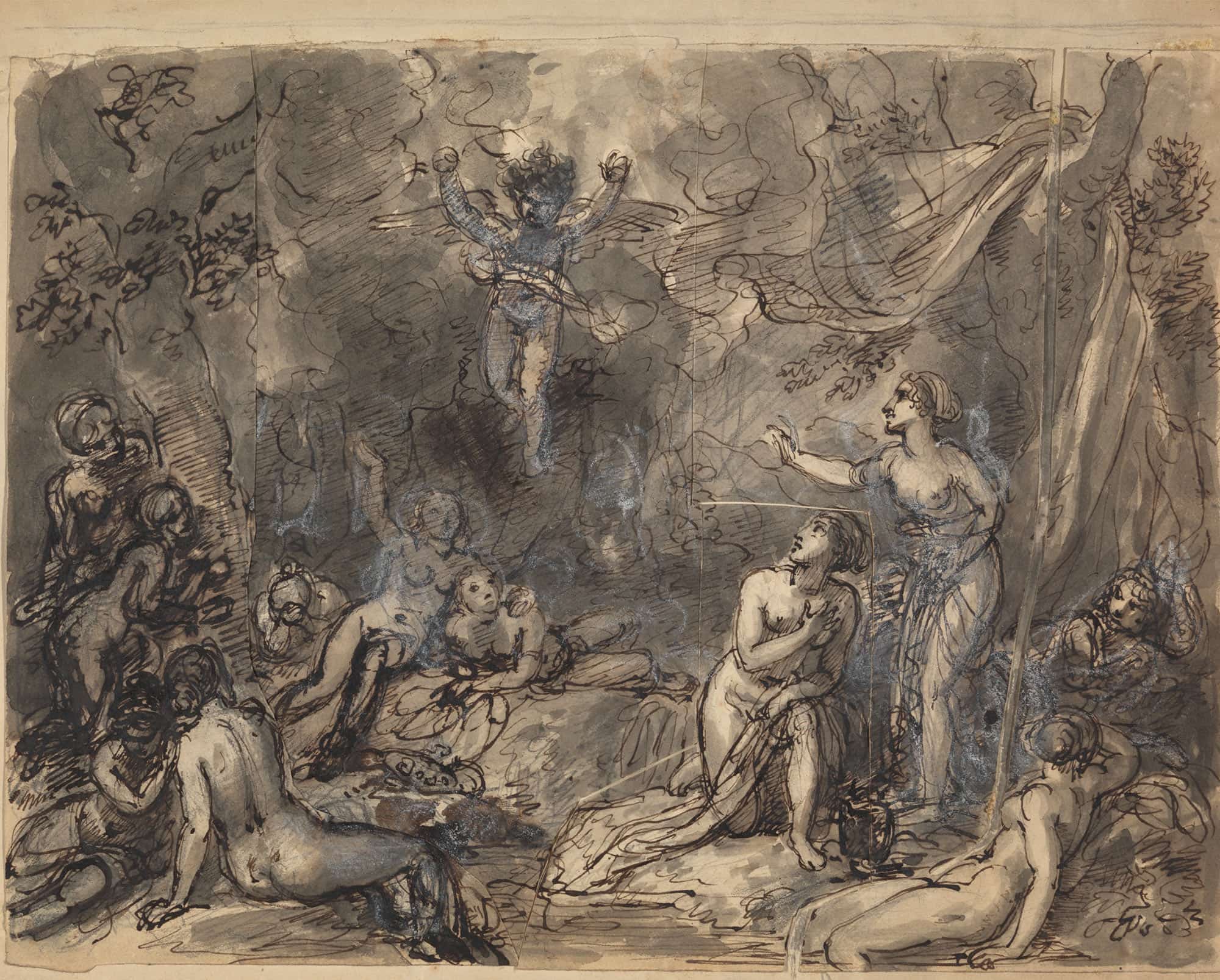 Study Of Nude Figures In A Wooded Area by Robert Smirke