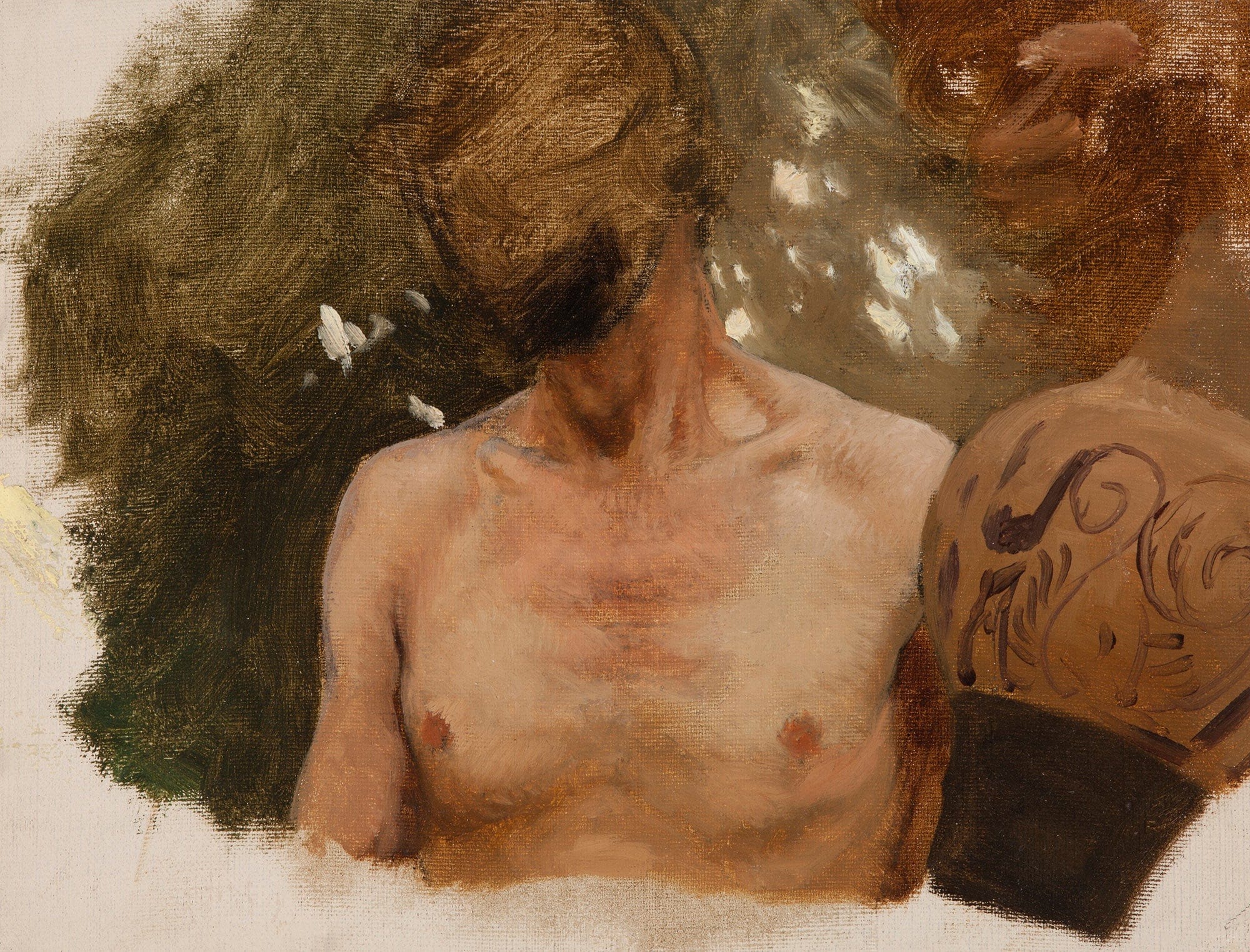 Study Of The Bust Of A Naked Youth With A Vase by Henryk Siemiradzki