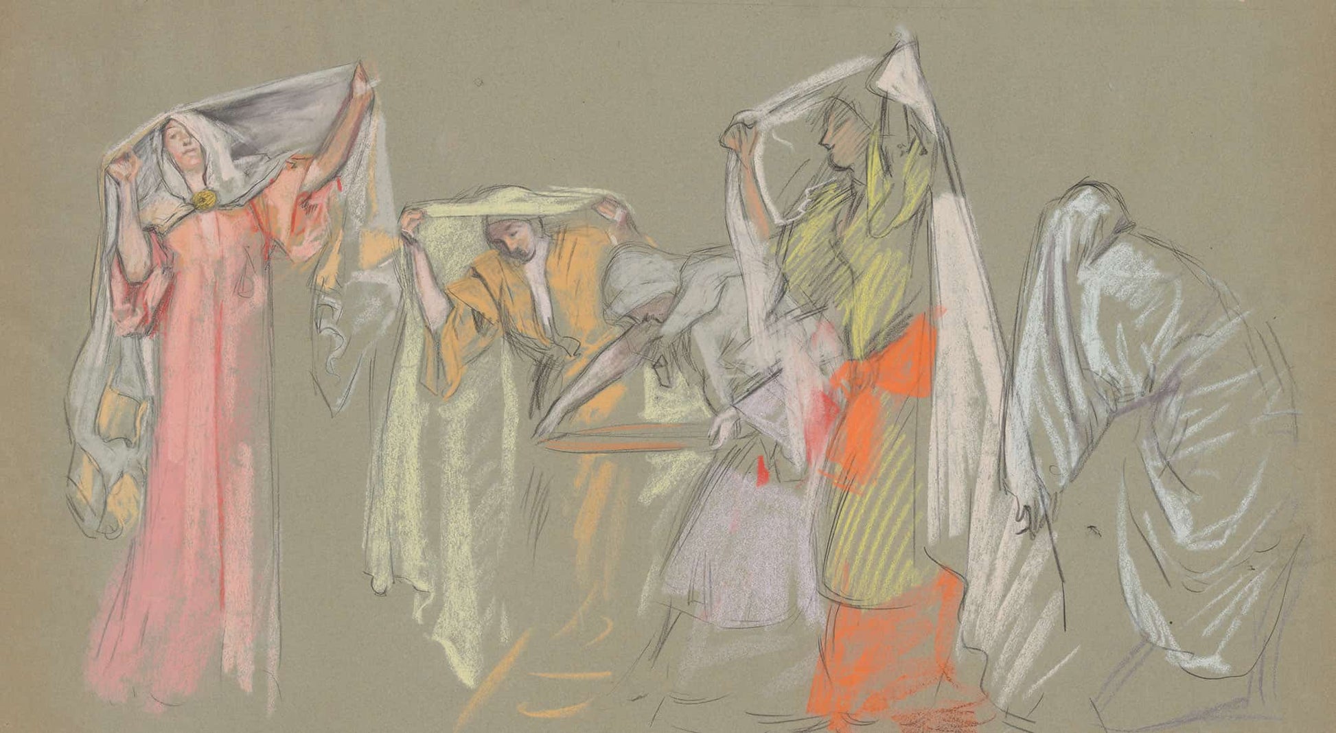 Study Of The Captive Virtues For The Castle Of The Maidens by Edwin Austin Abbey