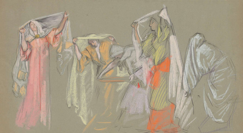 Study Of The Captive Virtues For The Castle Of The Maidens by Edwin Austin Abbey