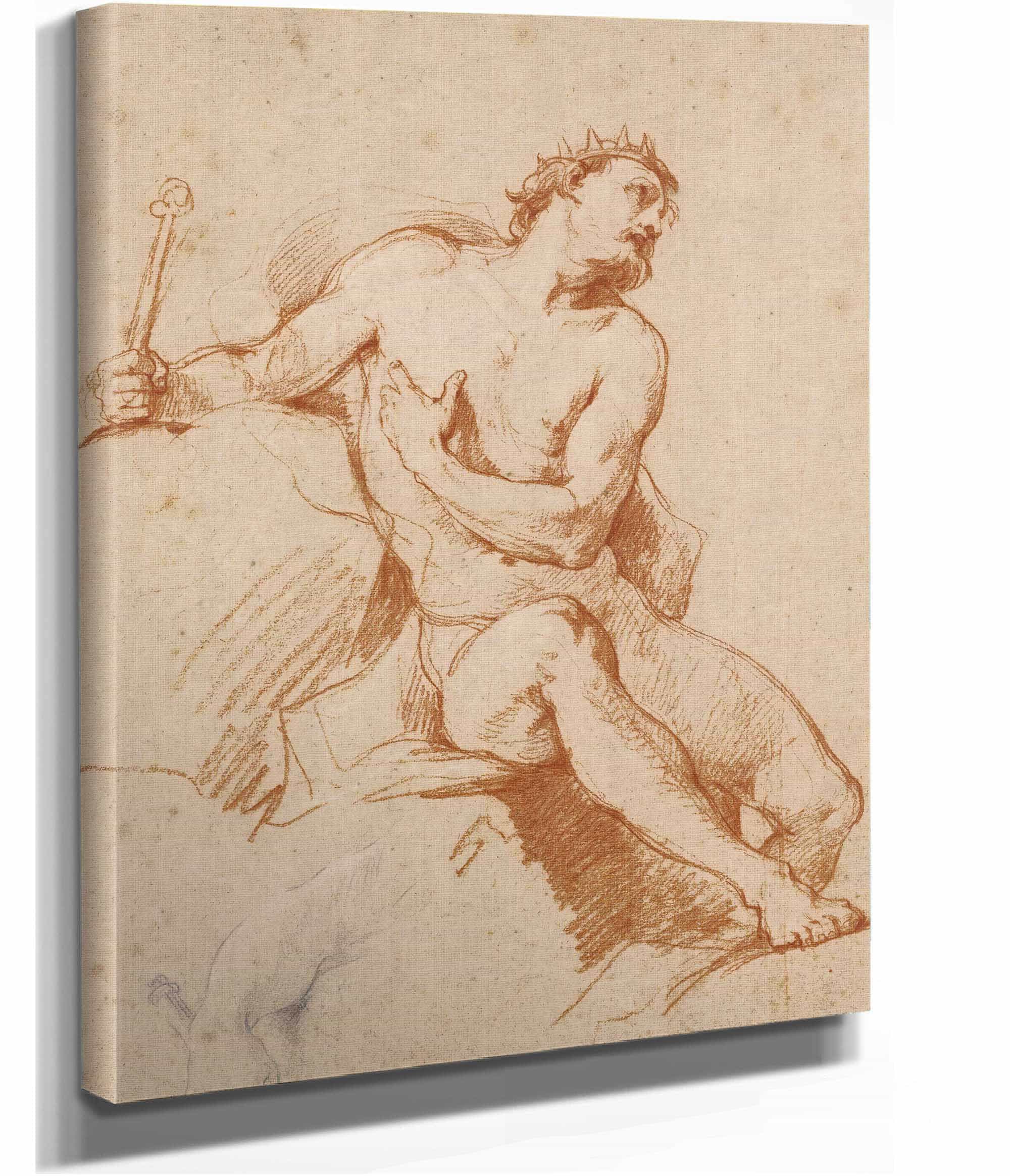 Study Of The Figure Of Aeolus And A Study Of His Hand by Charles Joseph Natoire