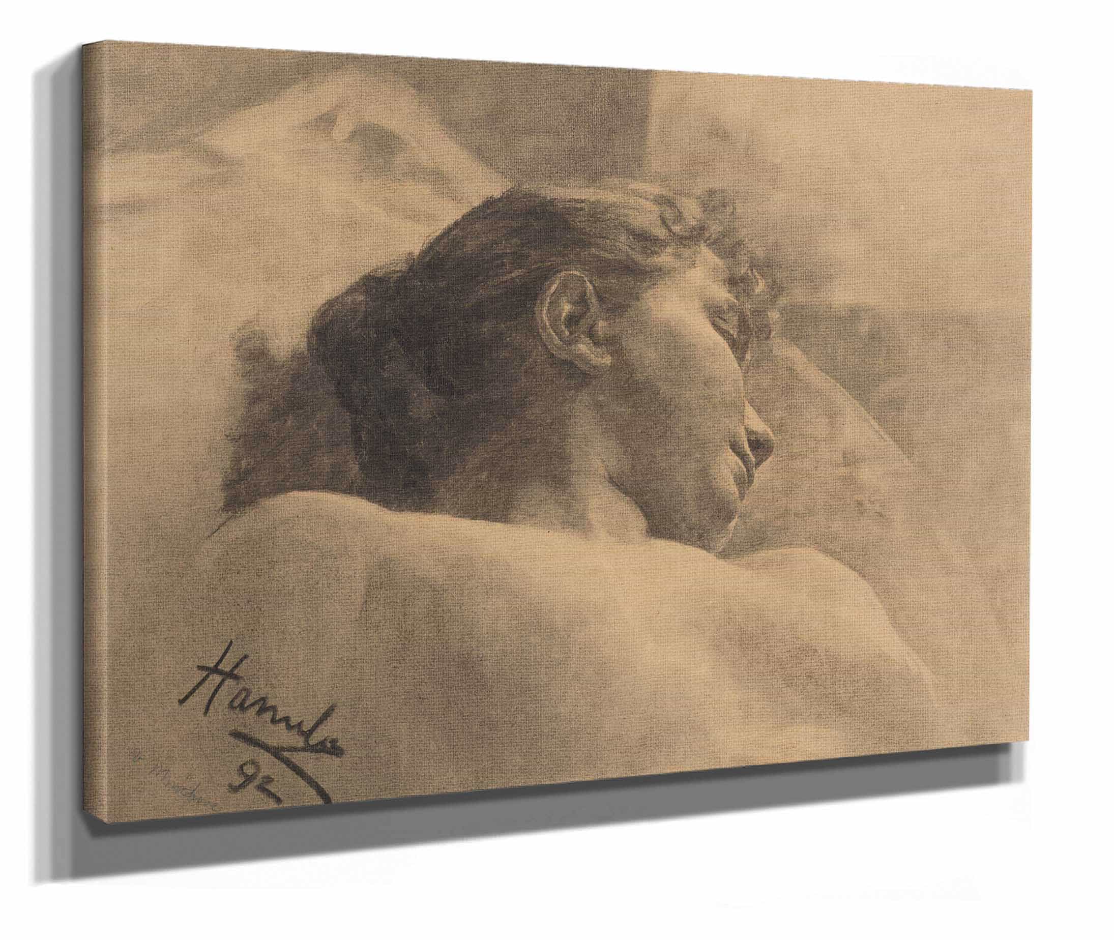 Study Of The Head Of A Lying Woman by Jozef Hanula