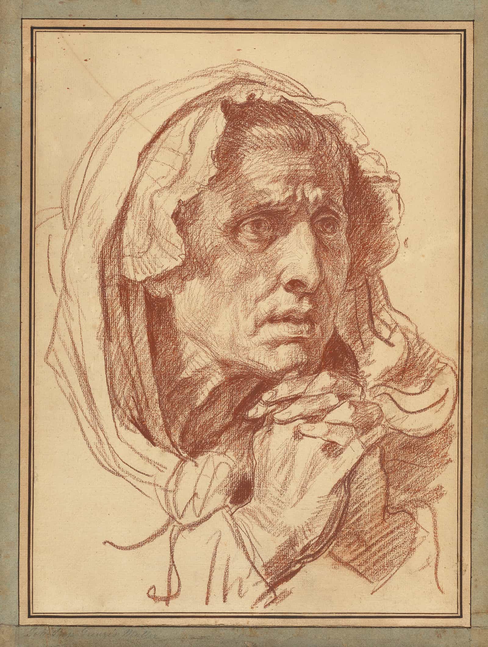Study Of The Head Of An Old Woman   by Jean Baptiste Greuze